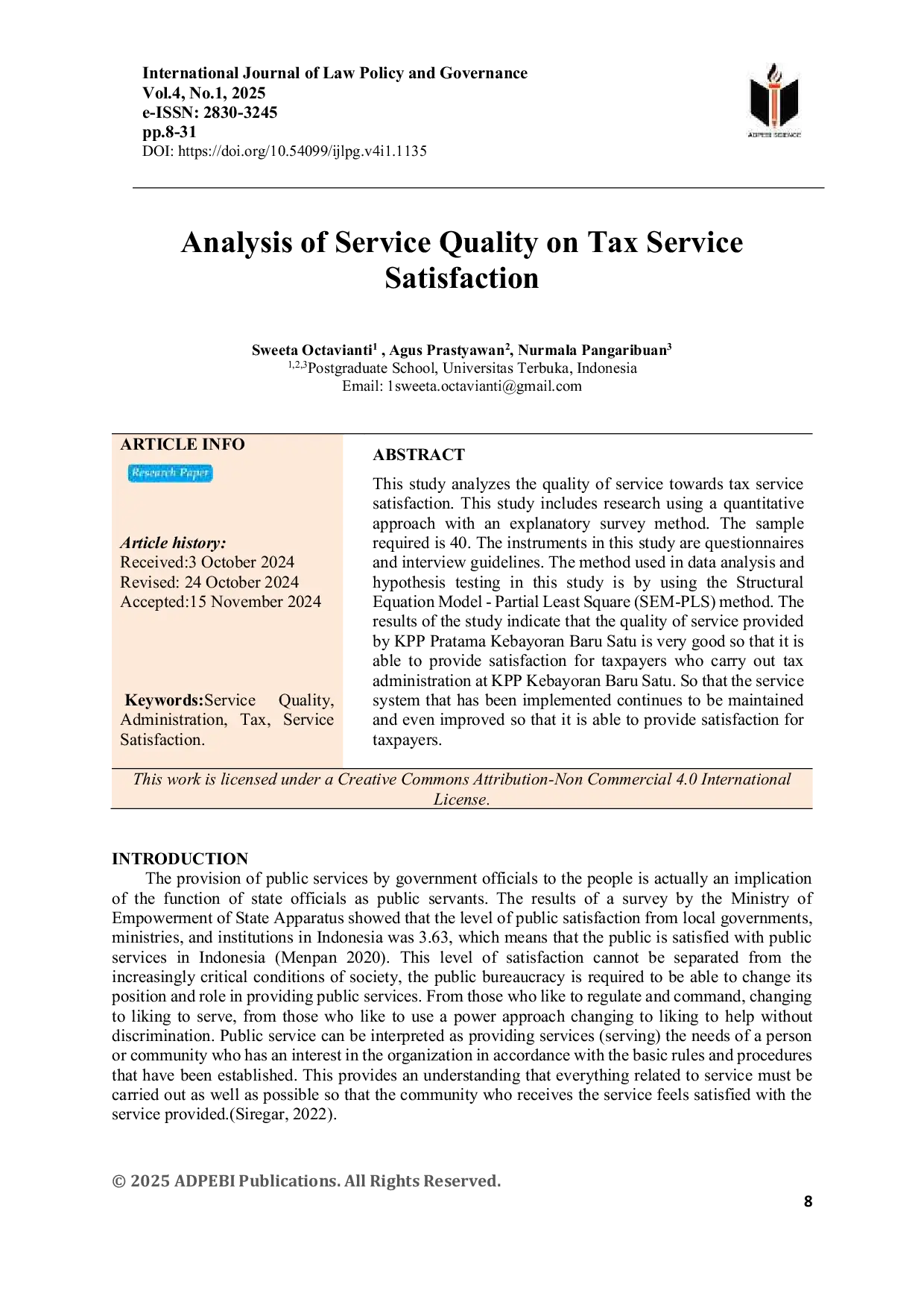 JURIS Analysis of Service Quality on Tax Service Satisfaction
