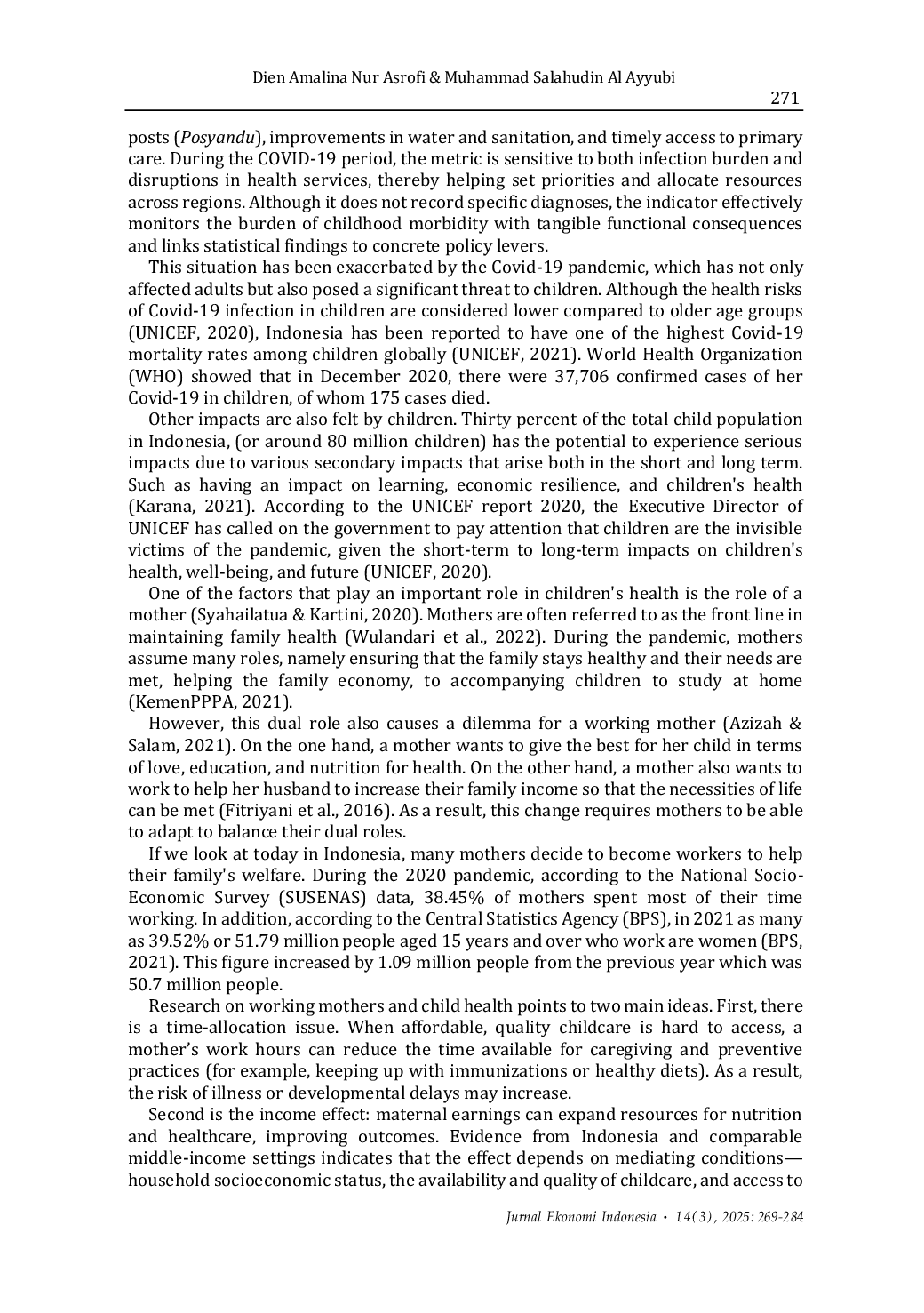 JURIS The role of working mothers in children s health during the covid 19 pandemic in Indonesia