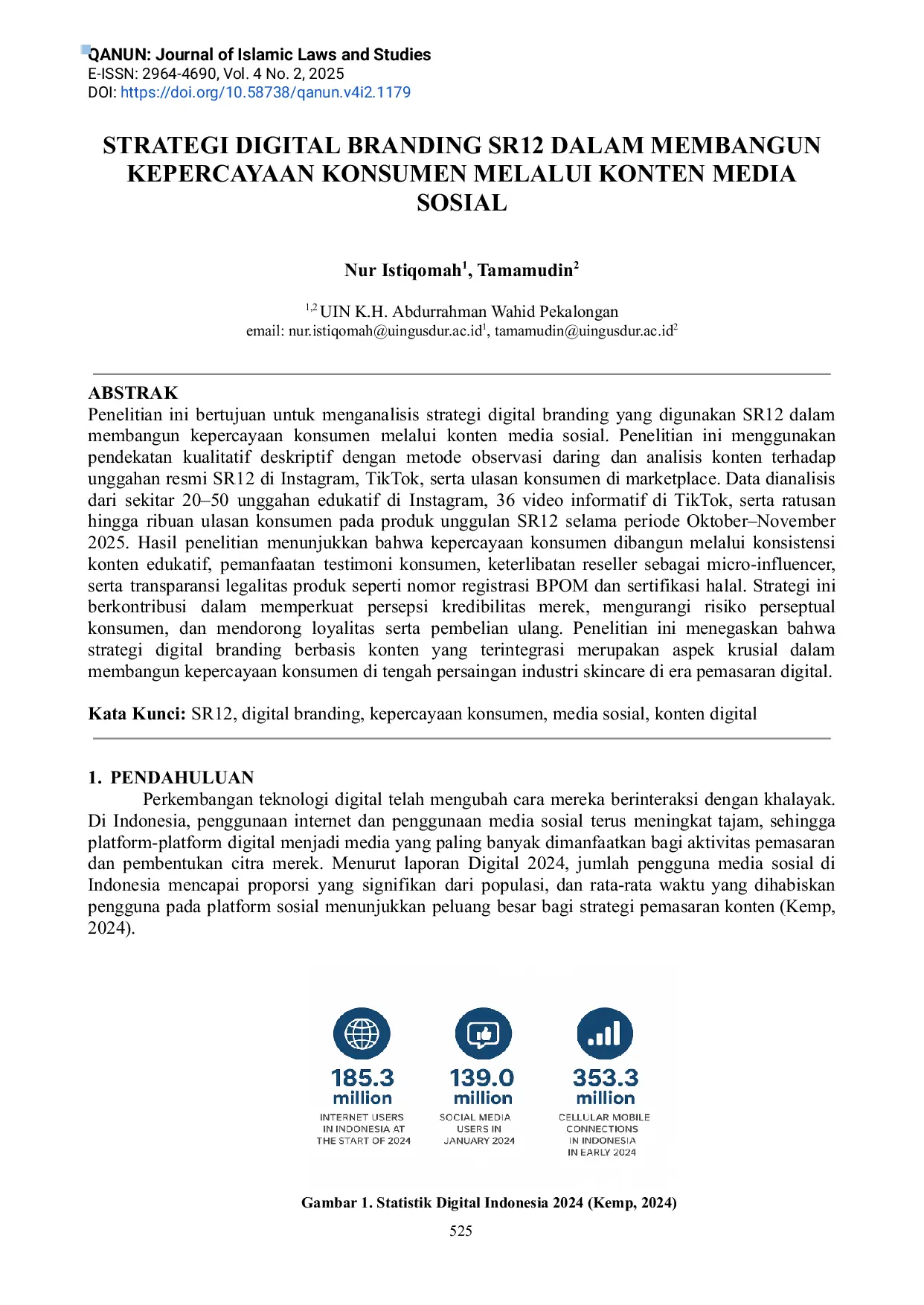 JURIS STRATEGI DIGITAL BRANDING SR12 DALAM MEMBANGUN KEPERCAYAAN KONSUMEN MELALUI KONTEN MEDIA SOSIAL