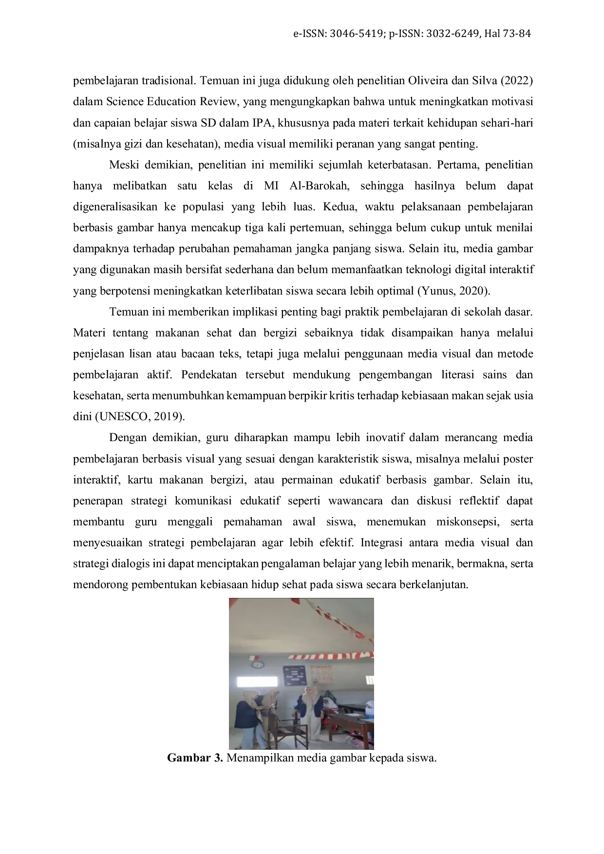 JURIS Peningkatan Pemahaman Siswa tentang Makanan Sehat dan Bergizi melalui Pembelajaran Berbasis Media Gambar di Kelas IV MI Al Barokah