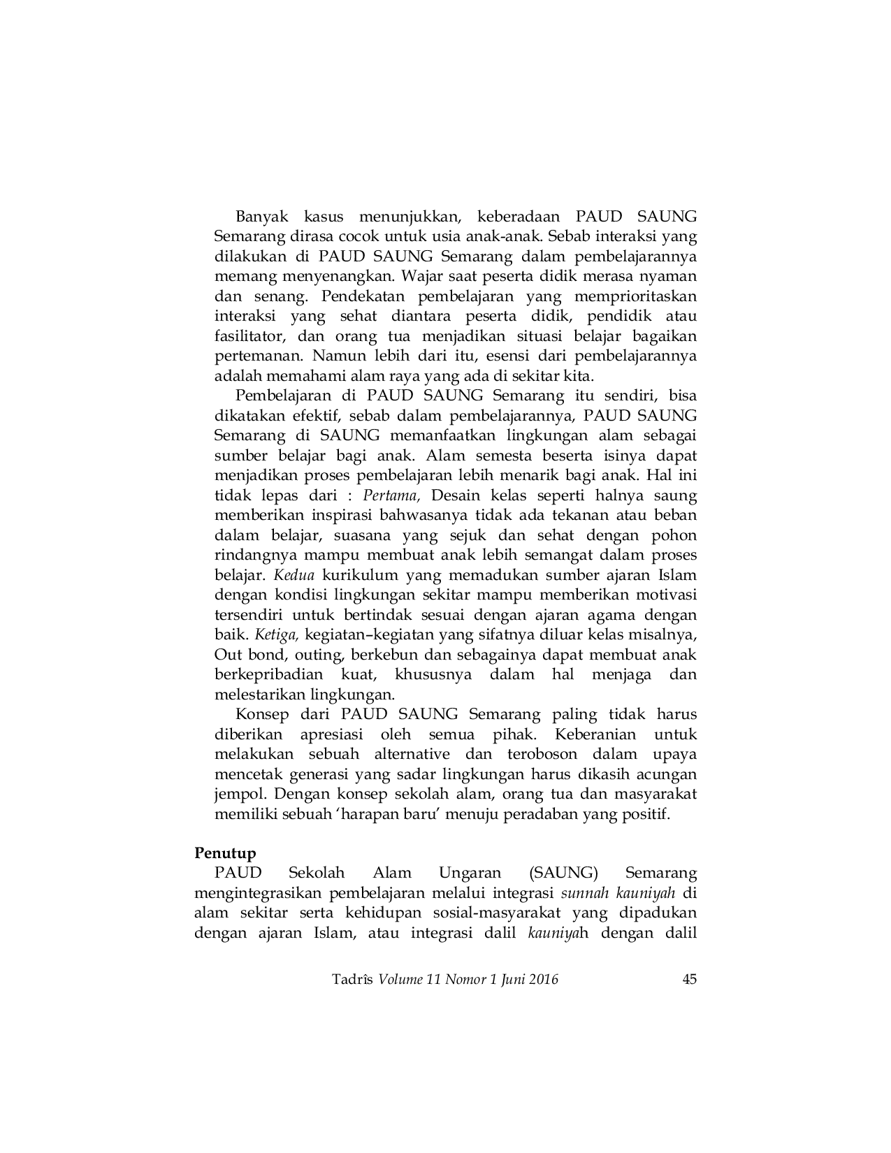 JURIS Pembelajaran Agama dan Lingkungan dalam Budaya Sekolah Alam