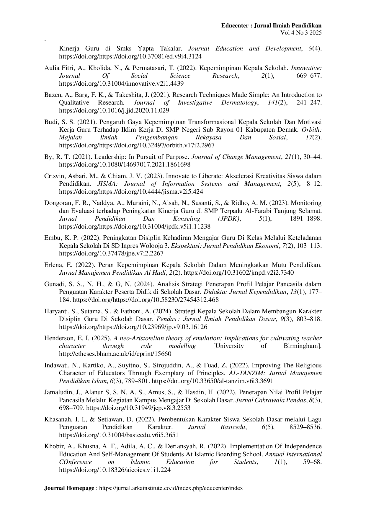 JURIS The role of principal transformational leadership in implementing character education in public Elementary Schools of Kotagede subdistrict