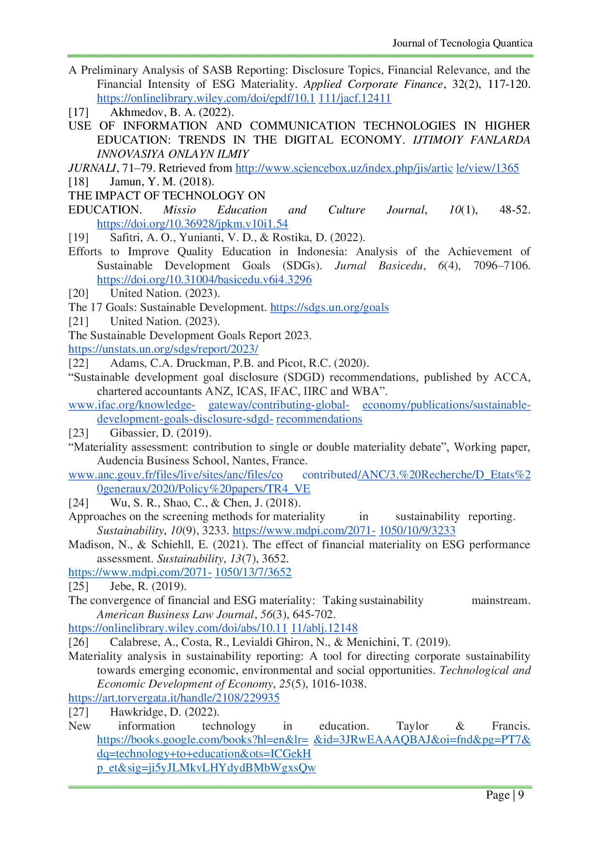 JURIS Evaluating The Implementation Of The Materiality Concept In Sustainability Reports A Case Study Of Lldikti Iii Regional Universities