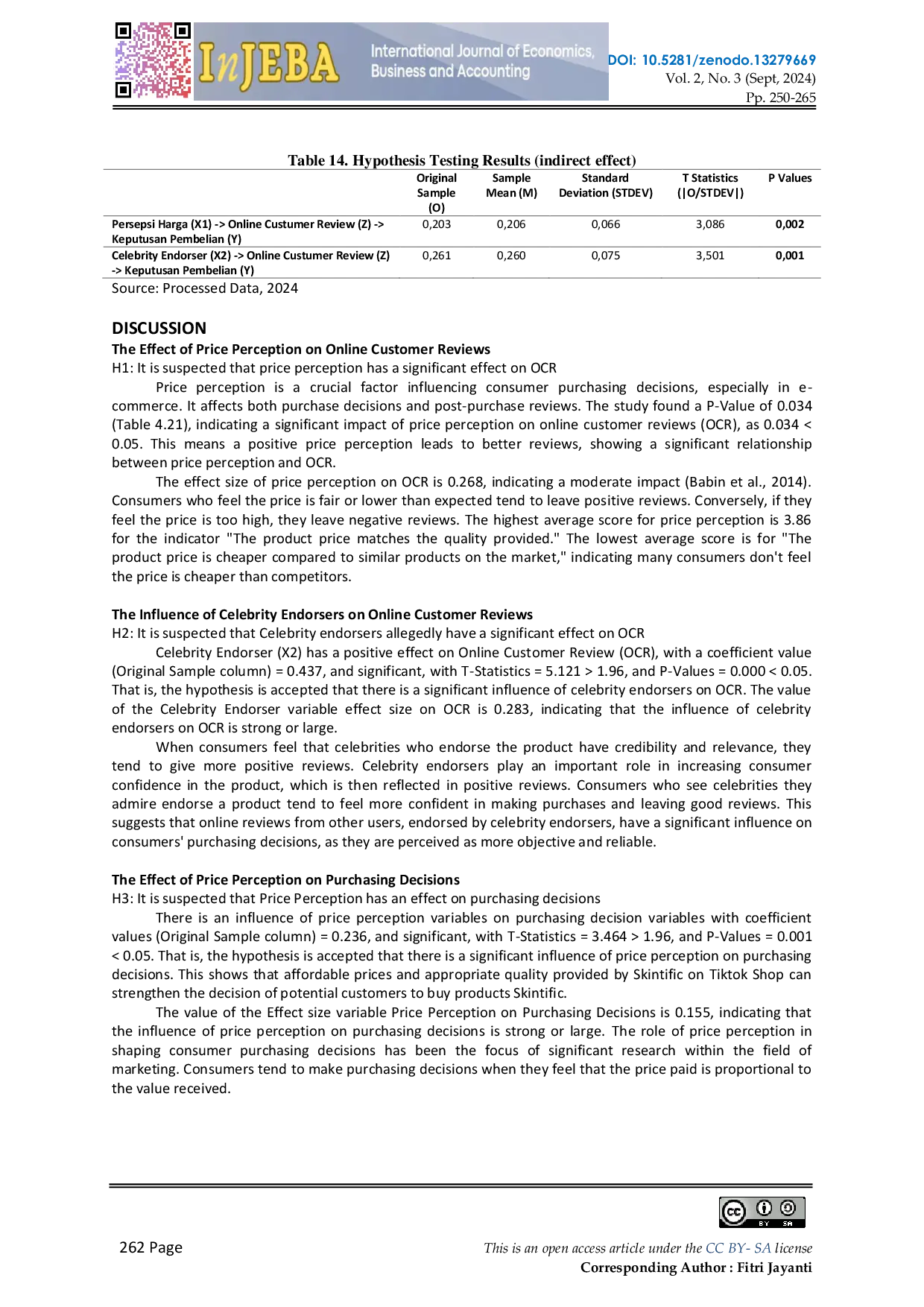 JURIS Analysis of Price Perception and Celebrity Endorser on Purchasing Decisions for Skintific Skincare Products of UNRI Gen Z Graduate Students with Intervening Variables Online Customer Review