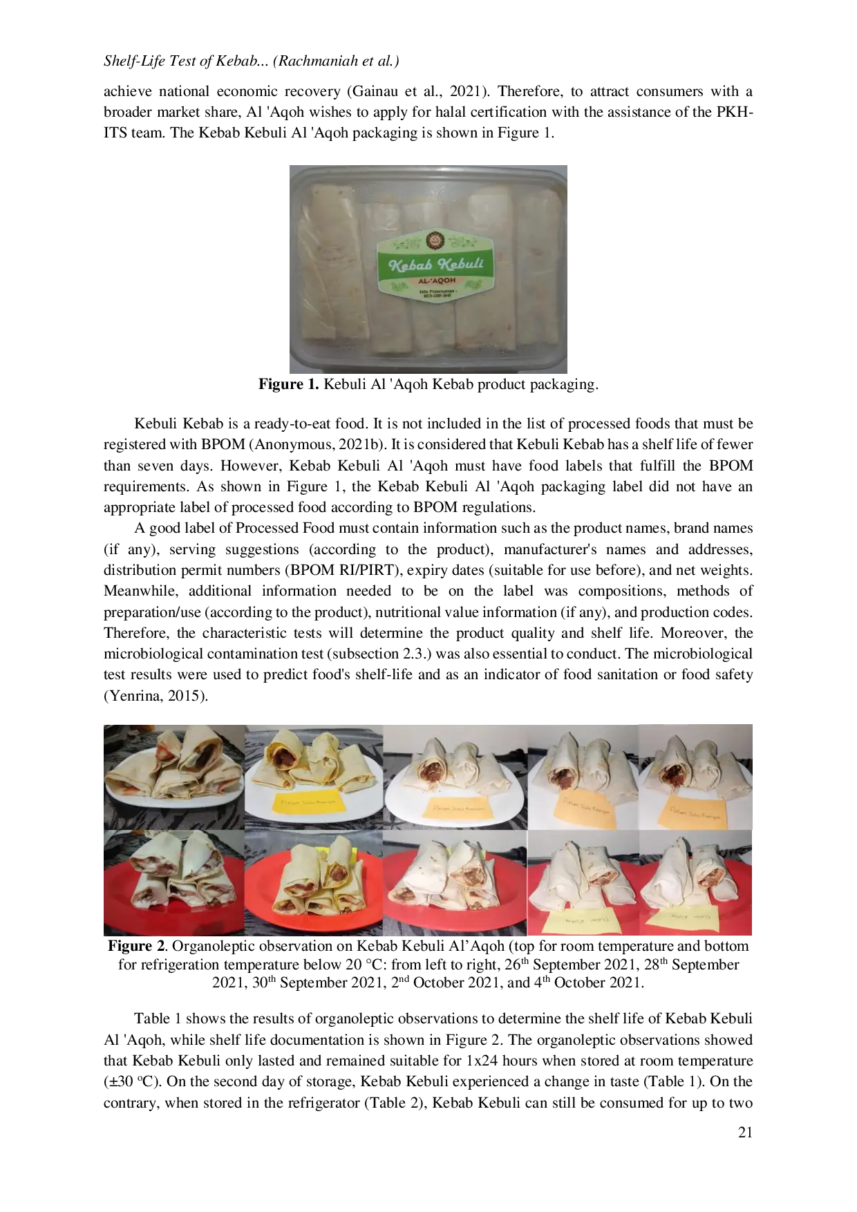 JURIS Shelf Life Test of Kebab Kebuli Al Aqoh for Fulfiling Product Quality of Small Medium Enterprise