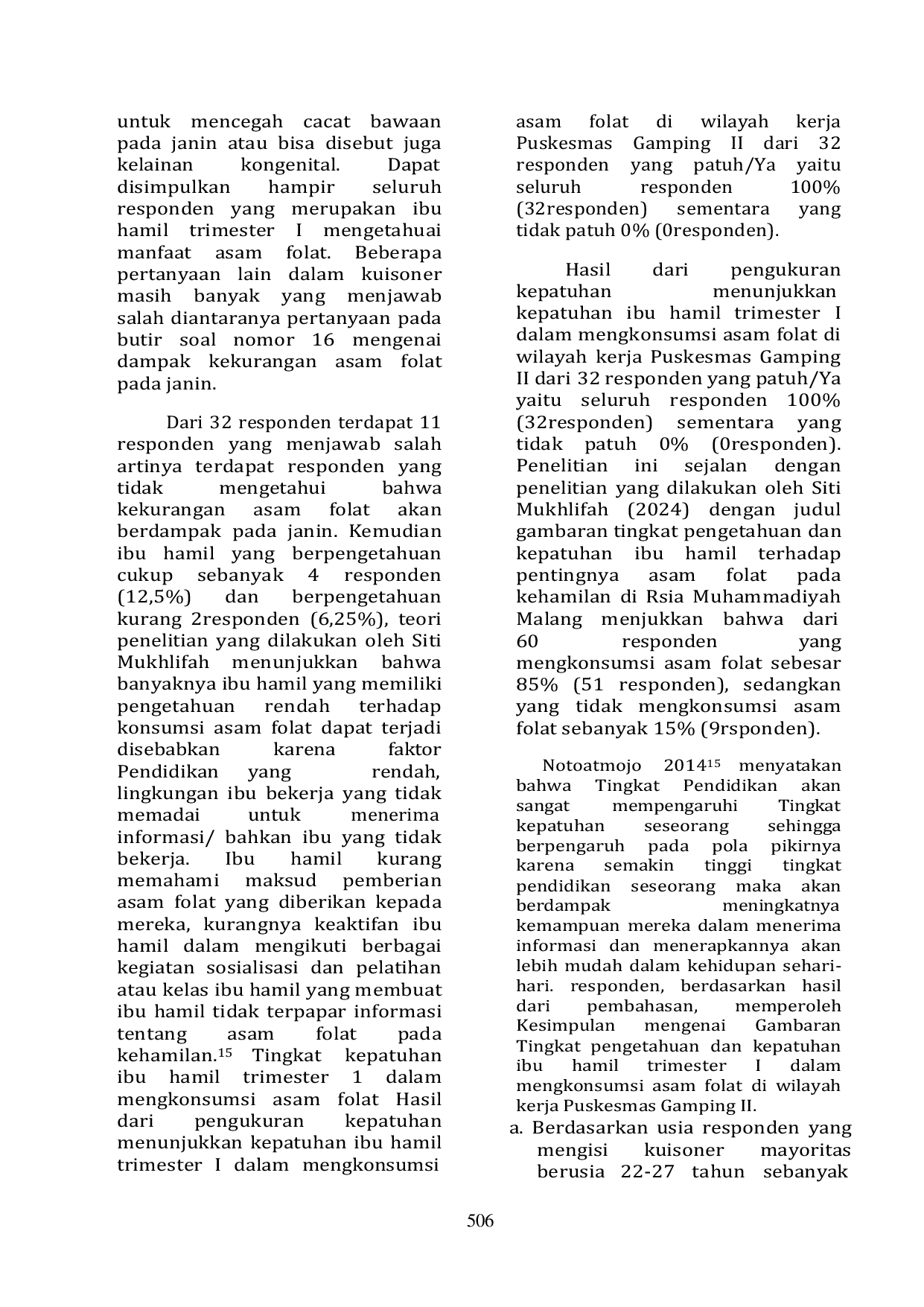 JURIS Kepatuhan Ibu Hamil Trimester 1 Dalam Mengkonsumsi Asam Folat Di Puskesmas Gamping II