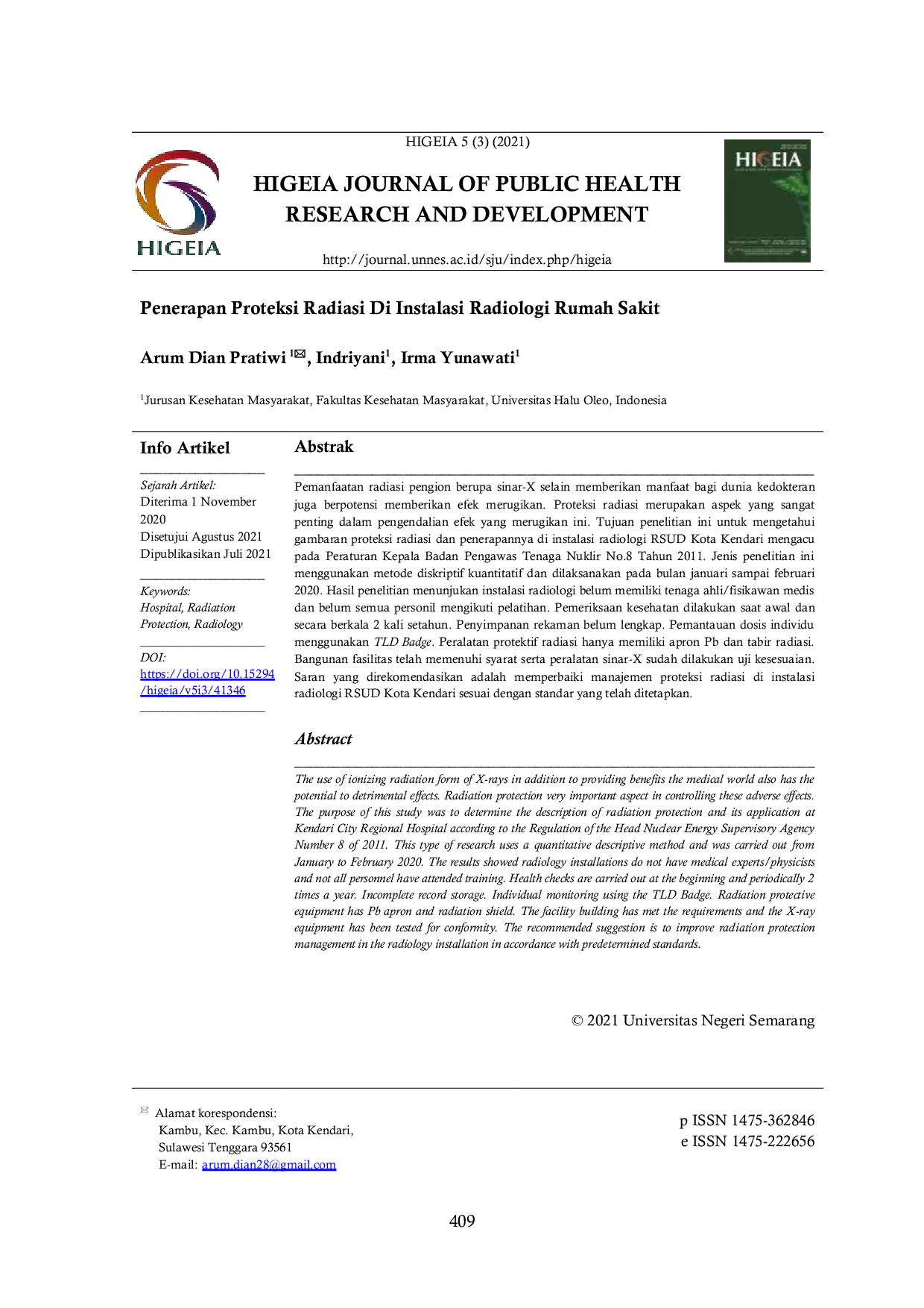 JURIS Penerapan Proteksi Radiasi Di Instalasi Radiologi Rumah Sakit