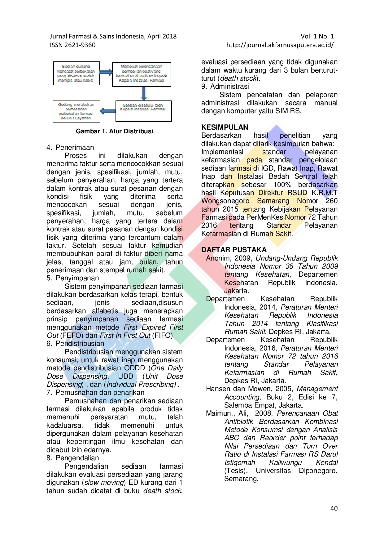 JURIS Implementasi Standar Pelayanan Kefarmasian Pada Standar Pengelolaan Sediaan Farmasi Di Rumah Sakit Umum Daerah K R M T Wongsonegoro Semarang