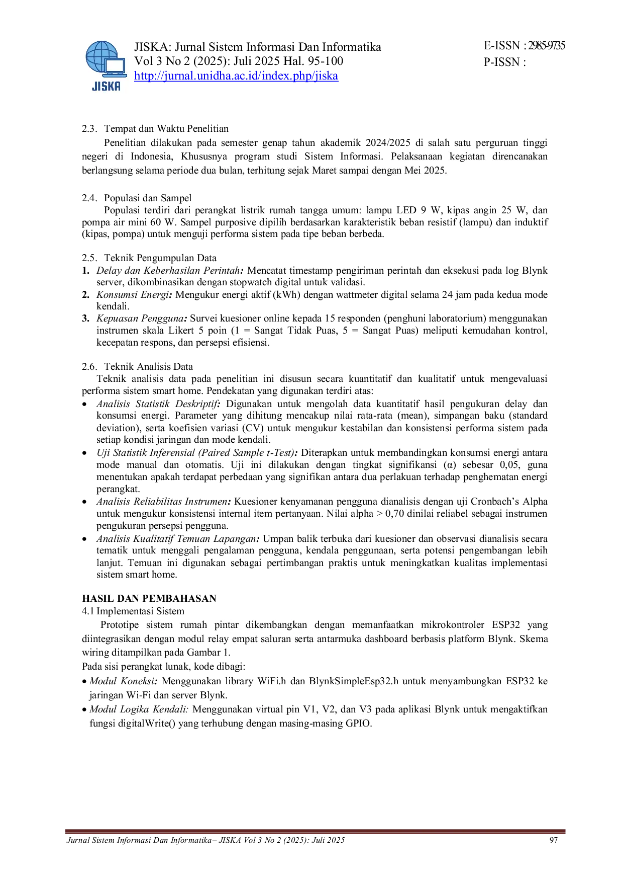 JURIS Perancangan Sistem Smart Home Berbasis IoT Menggunakan ESP32 dan Aplikasi Blynk untuk Otomatisasi Perangkat Rumah Tangga