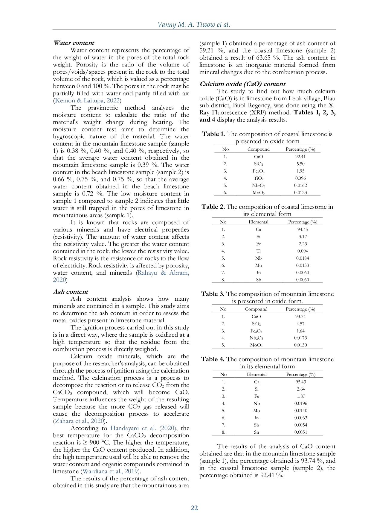 JURIS Analysis Levels Of Calcium Oxide CaO In Limestone From Leok Village Biau Sub District Buol District