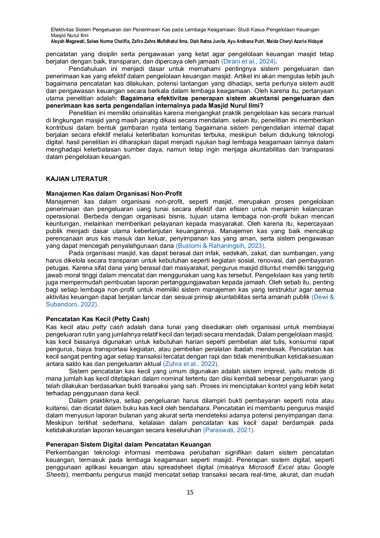 JURIS Efektivitas Sistem Pengeluaran Dan Penerimaan Kas Pada Lembaga Keagamaan Studi Kasus Pengelolaan Keuangan Masjid Nurul Ilmi