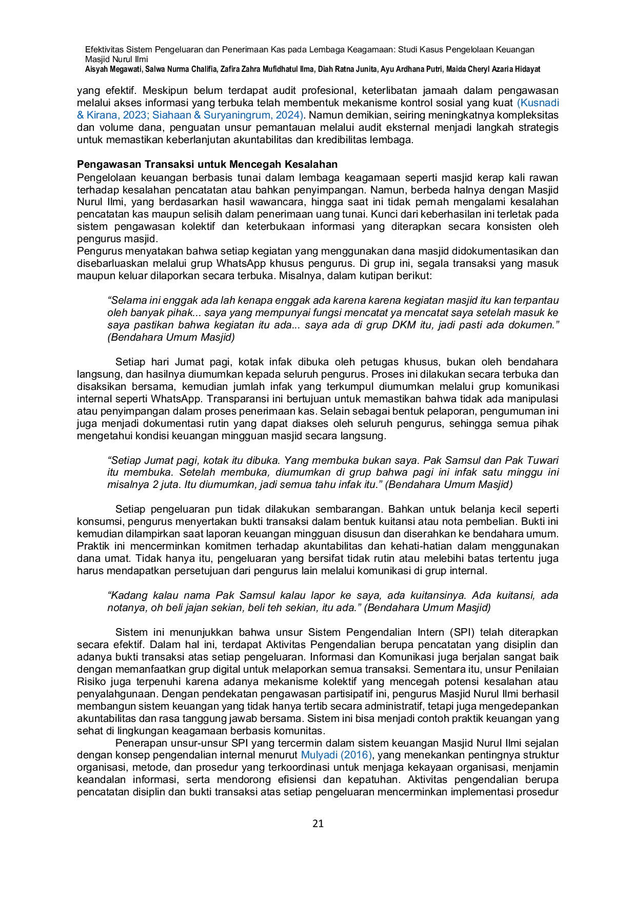 JURIS Efektivitas Sistem Pengeluaran Dan Penerimaan Kas Pada Lembaga Keagamaan Studi Kasus Pengelolaan Keuangan Masjid Nurul Ilmi