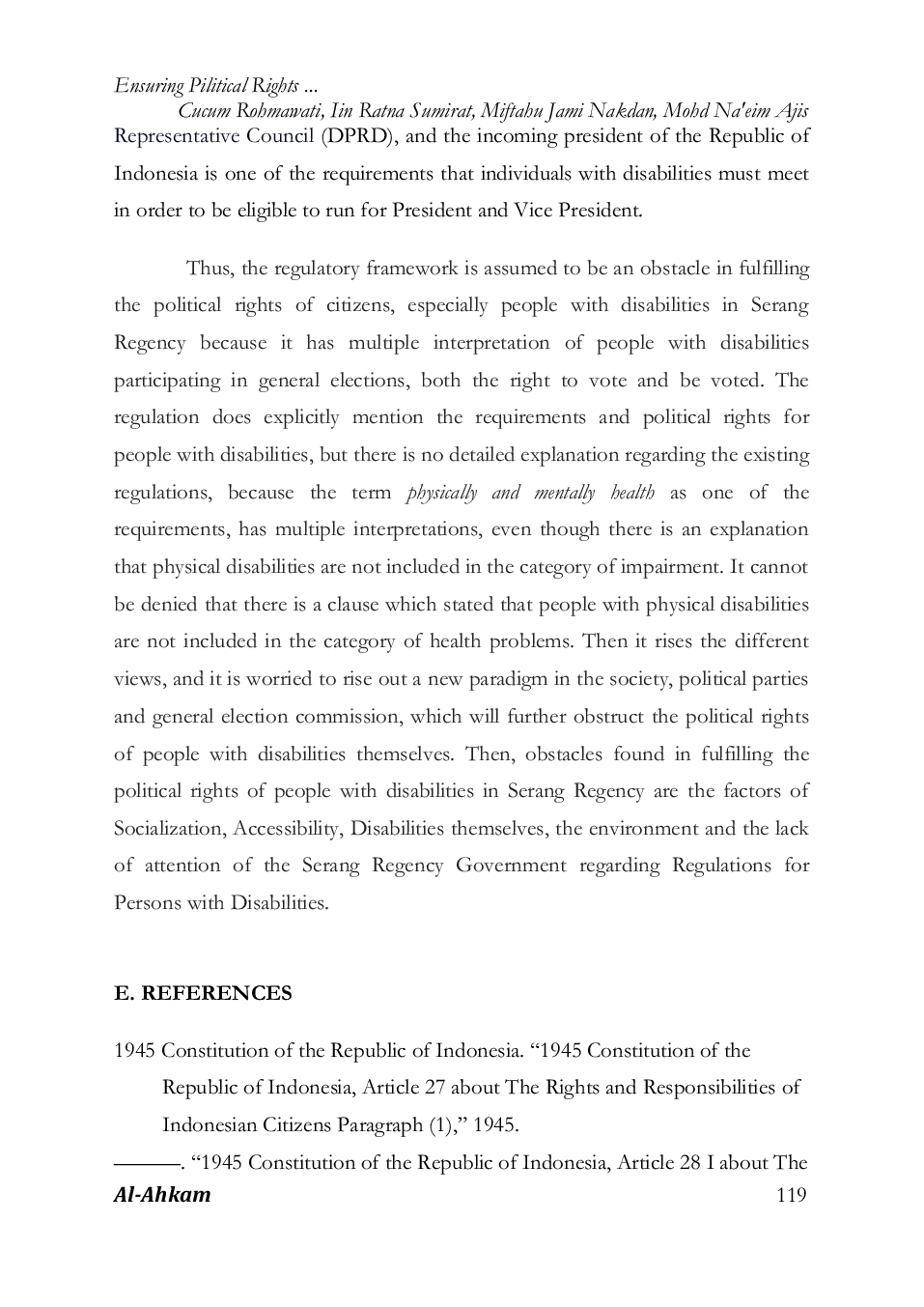 JURIS Ensuring Political Rights for People with Disabilities in Serang Regency