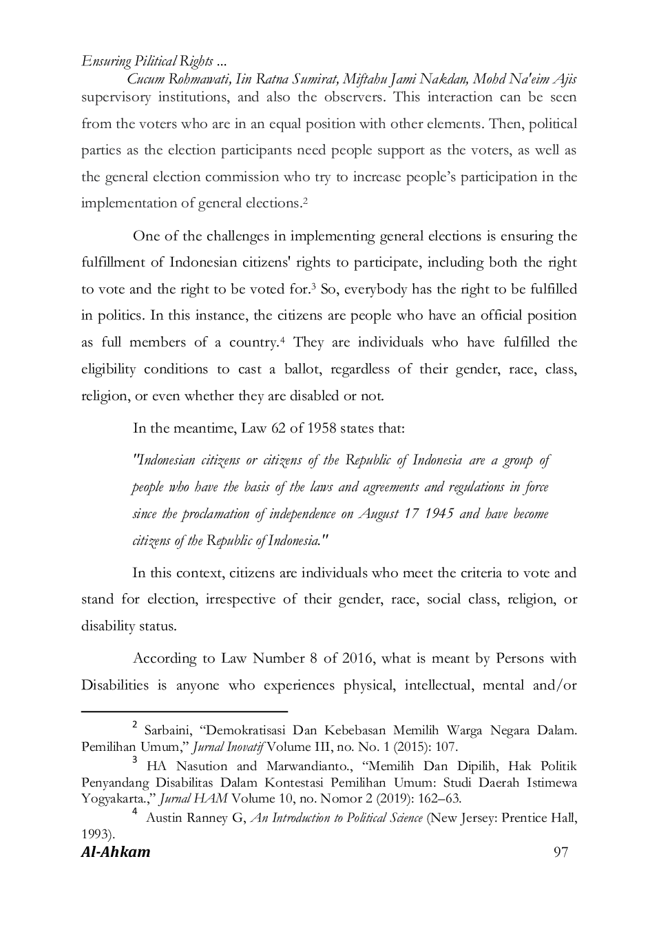 JURIS Ensuring Political Rights for People with Disabilities in Serang Regency