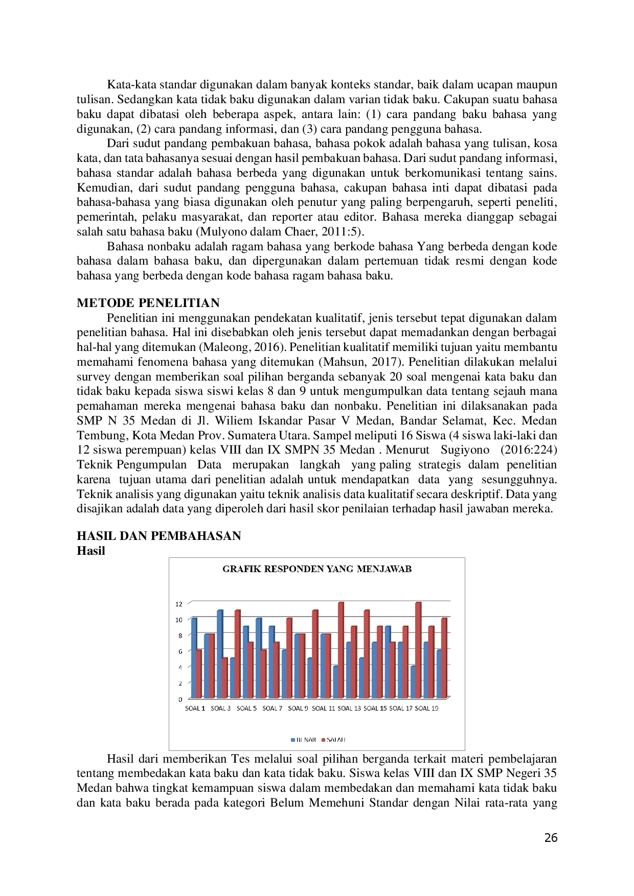 juris Mengetahui Kemampuan Siswa SMP dalam Menggunakan Bahasa Baku dan Tidak Baku di SMP Negeri 35 Medan