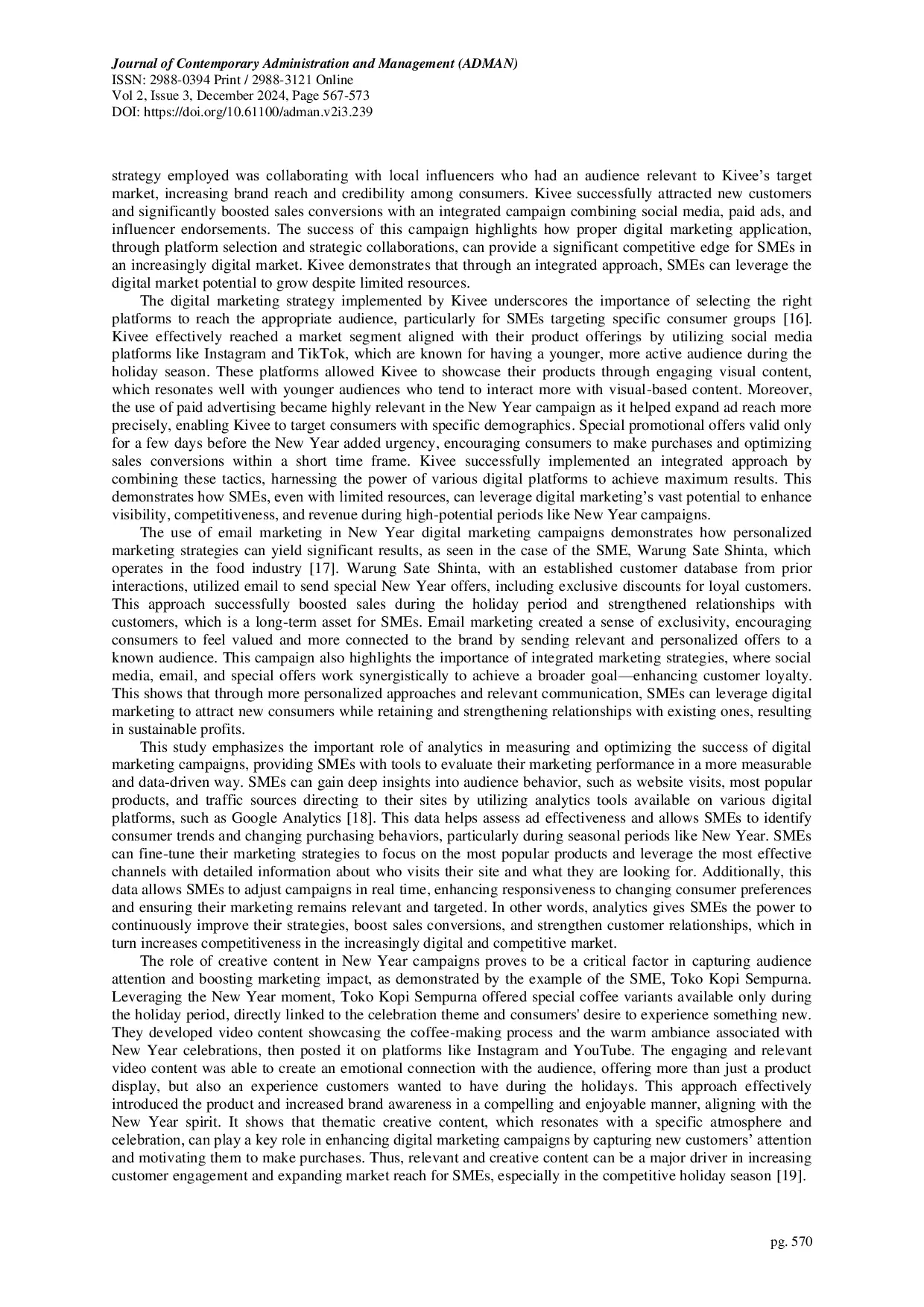 JURIS Strategic Analysis of the Role of Digital Marketing in New Year s Campaigns as an Integrated Approach to Optimize Revenue and Competitiveness of MSMEs