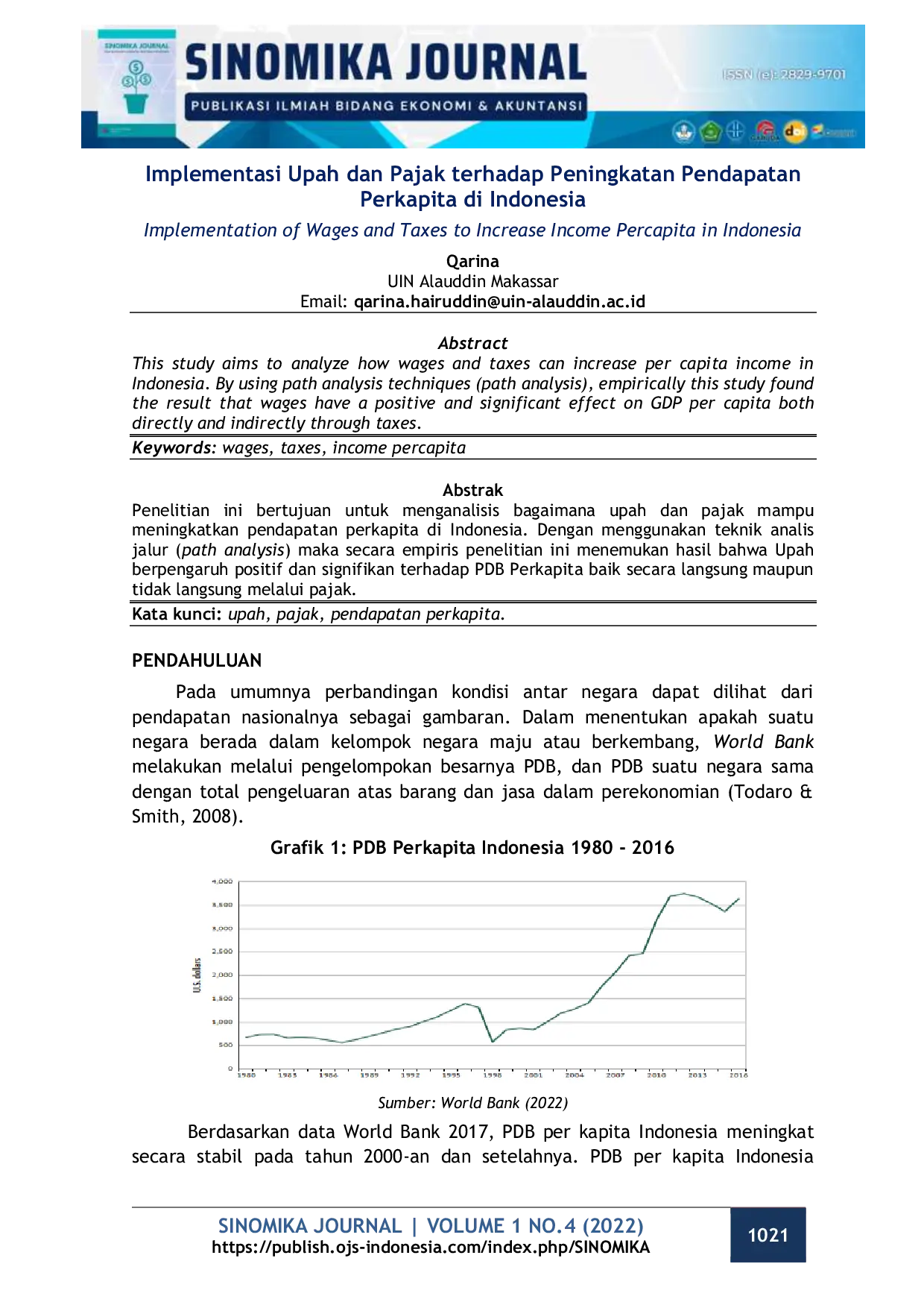 JURIS Implementasi Upah dan Pajak terhadap Peningkatan Pendapatan Perkapita di Indonesia