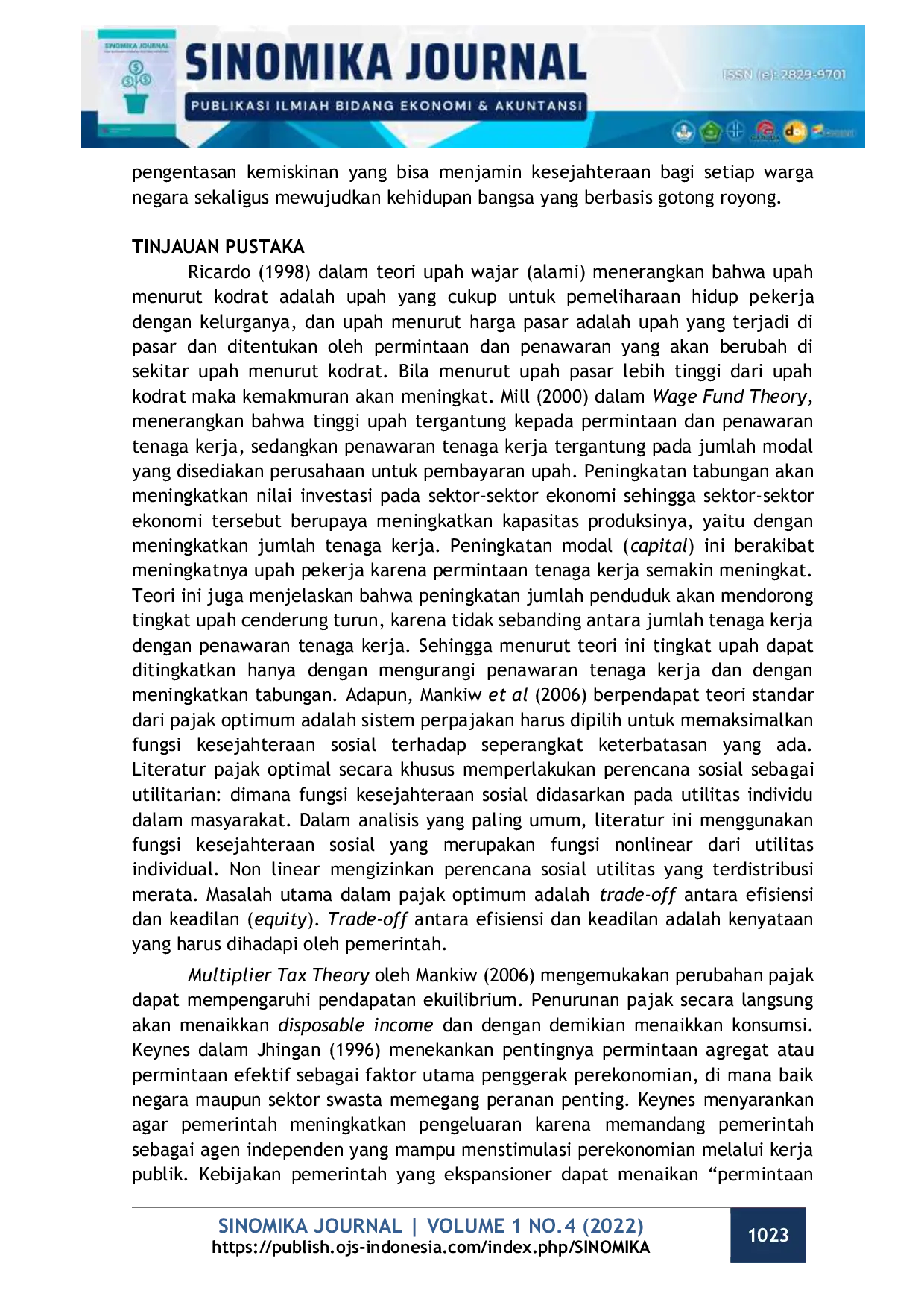 JURIS Implementasi Upah dan Pajak terhadap Peningkatan Pendapatan Perkapita di Indonesia