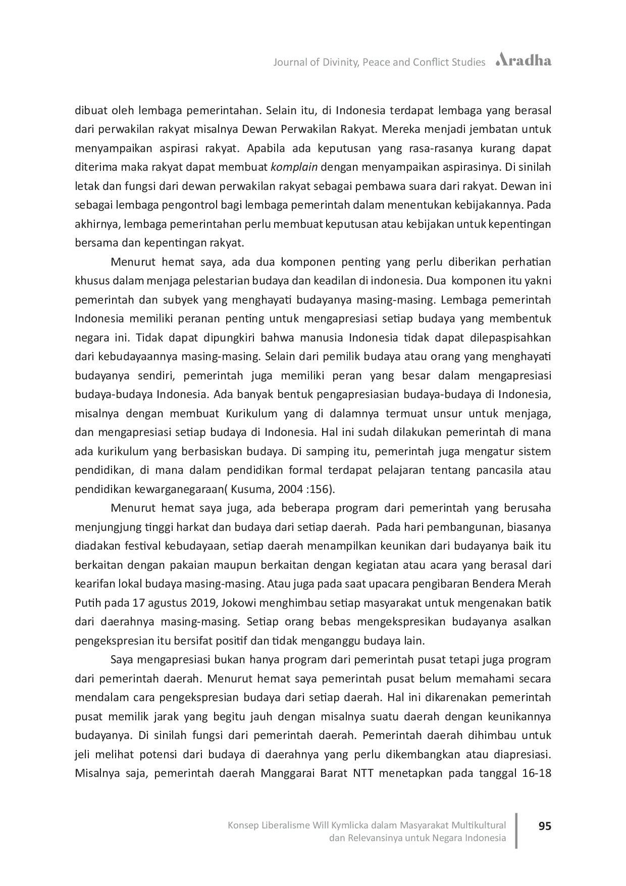 JURIS Konsep Liberalisme Will Kymlicka dalam Masyarakat Multikultural dan Relevansinya untuk Negara Indonesia