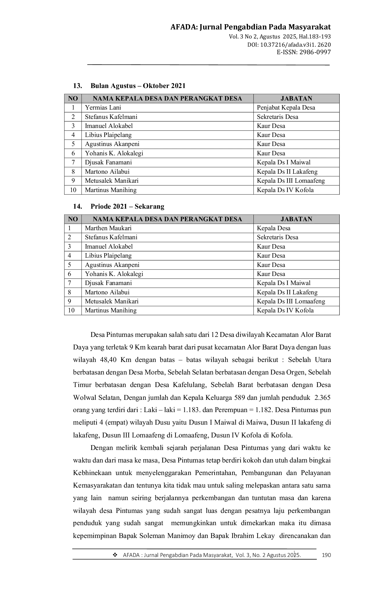 JURIS Sejarah Pemerintahan Desa Pintumas Kecamatan Alor Barat Daya Kabupaten Alor