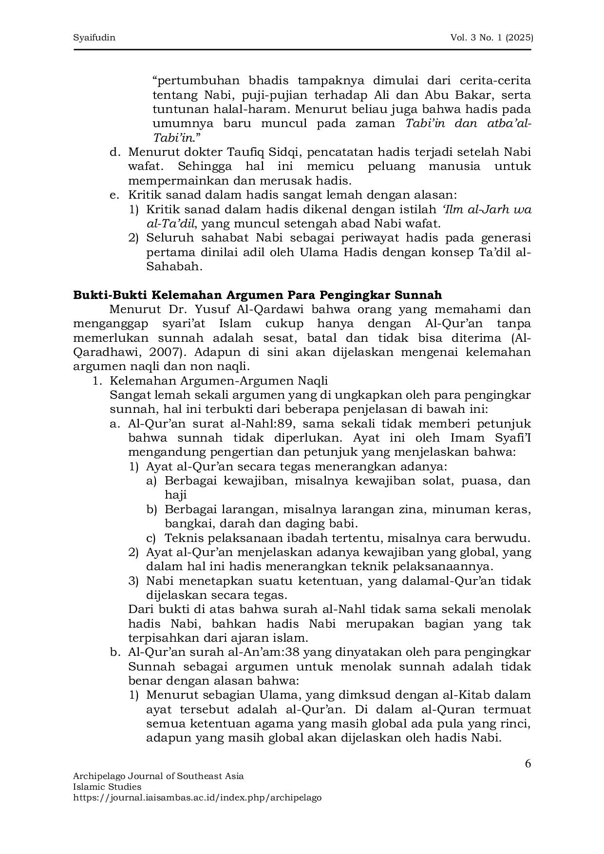 JURIS Menggali Akar Pemikiran Kelompok Inkar Sunnah