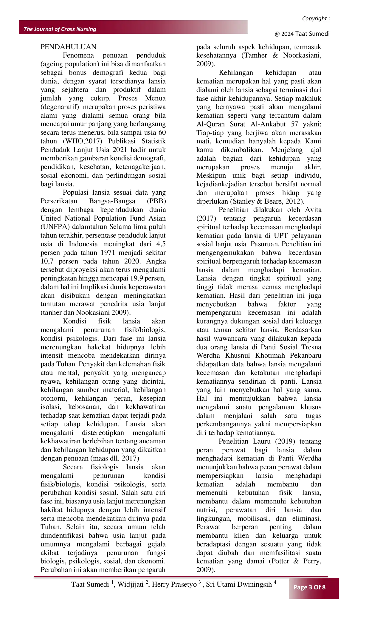 JURIS Analisis Fenomenologi Perawatan Paliatif Secara Holistik Psikologi Spiritual Menghadapi Ajal Dengan Penyakit Kanker Prostat Pada Lanjut Uisa