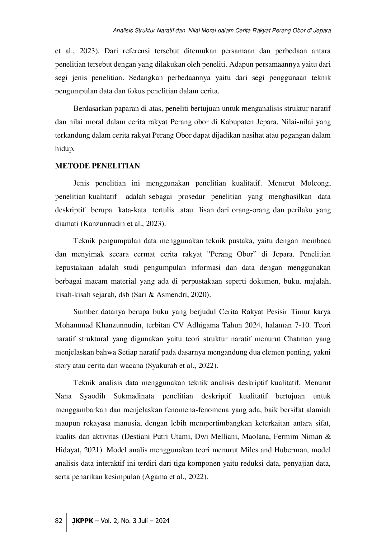 JURIS Analisis Struktur Naratif dan Nilai Moral dalam Cerita Rakyat Perang Obor Di Jepara