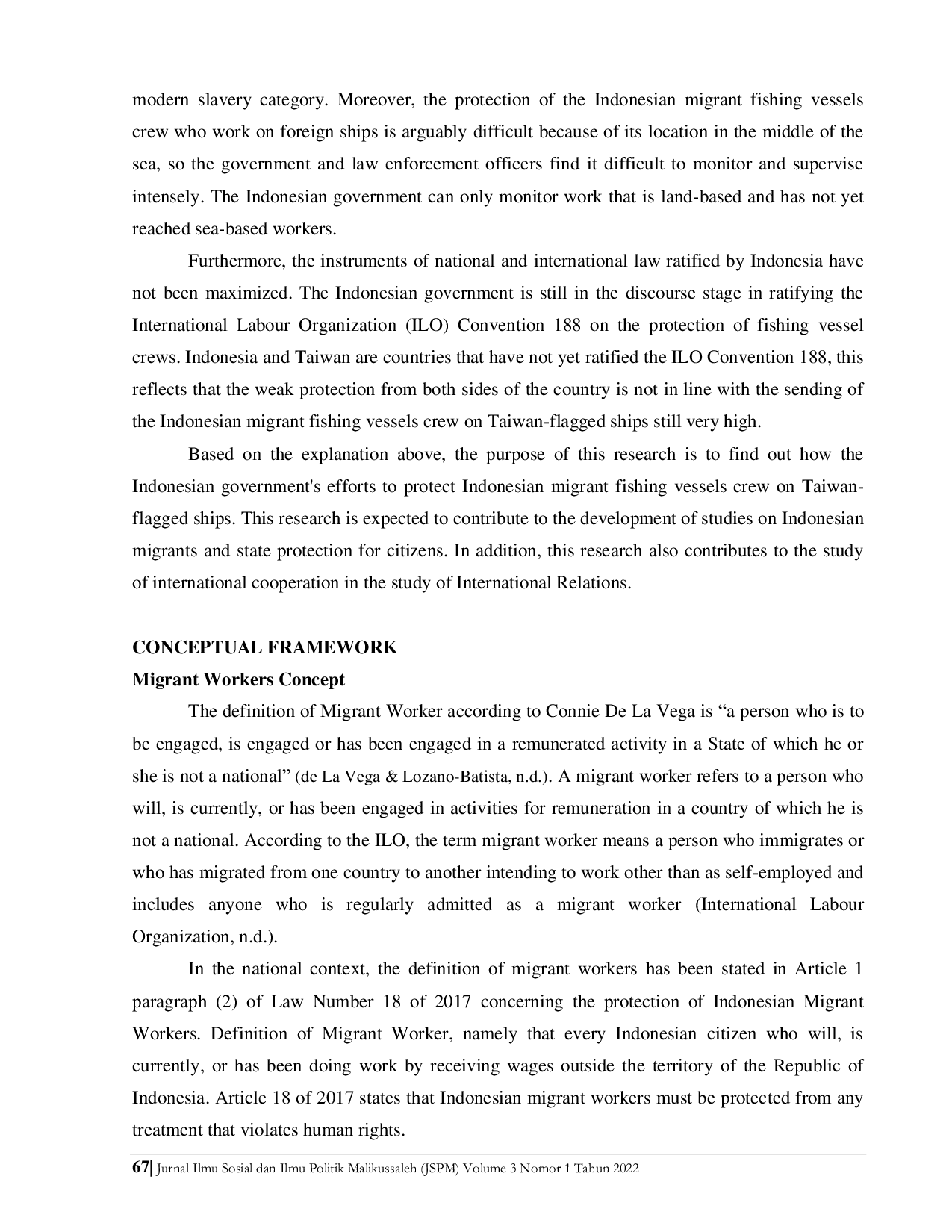 JURIS International Cooperation in the Protection of the Indonesian Migrant Fishing Vessels Crew on Taiwan Flagged Ships