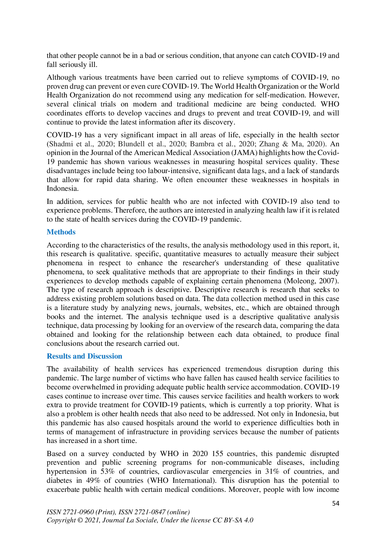 juris Analysis of Health Law Relating to Health Services Affected by COVID 19