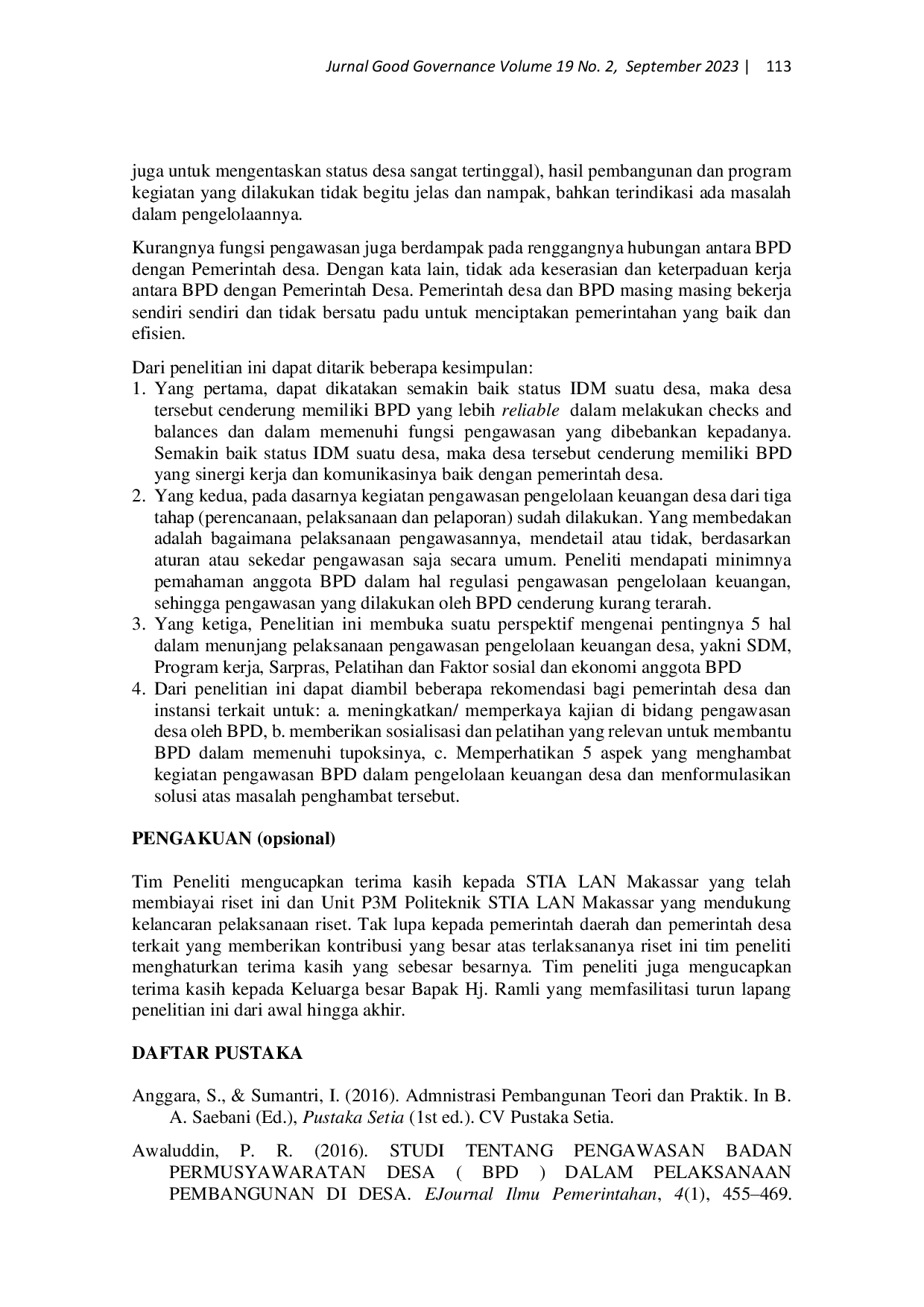 JURIS Analisis Pelaksanaan Fungsi Pengawasan Badan Permusyawaratan Desa terhadap Pengelolaan Keuangan Desa