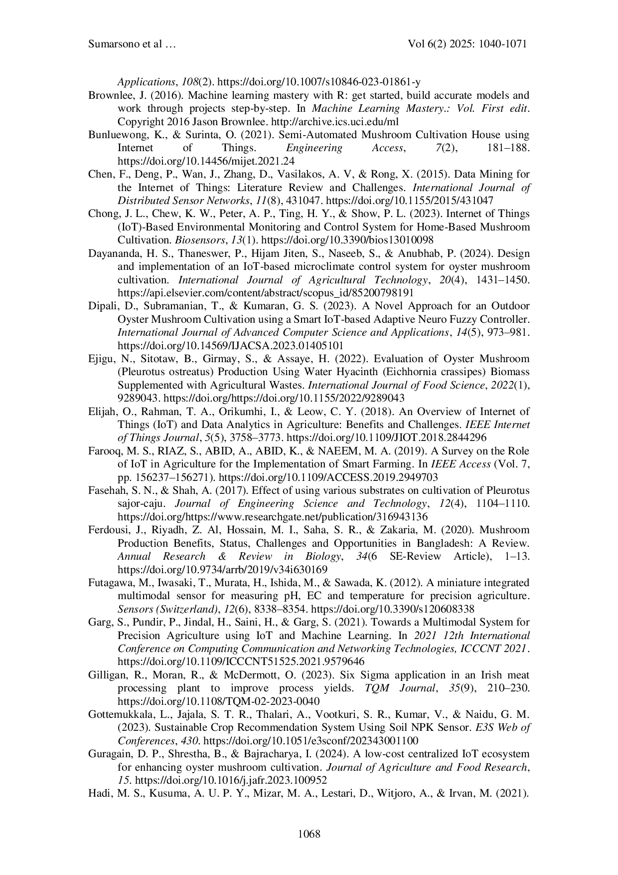 JURIS Weather Baglog Parameters Monitoring System Based IoT MQTT NodeRed for Mushroom Cultivation Room A Precision Agriculture