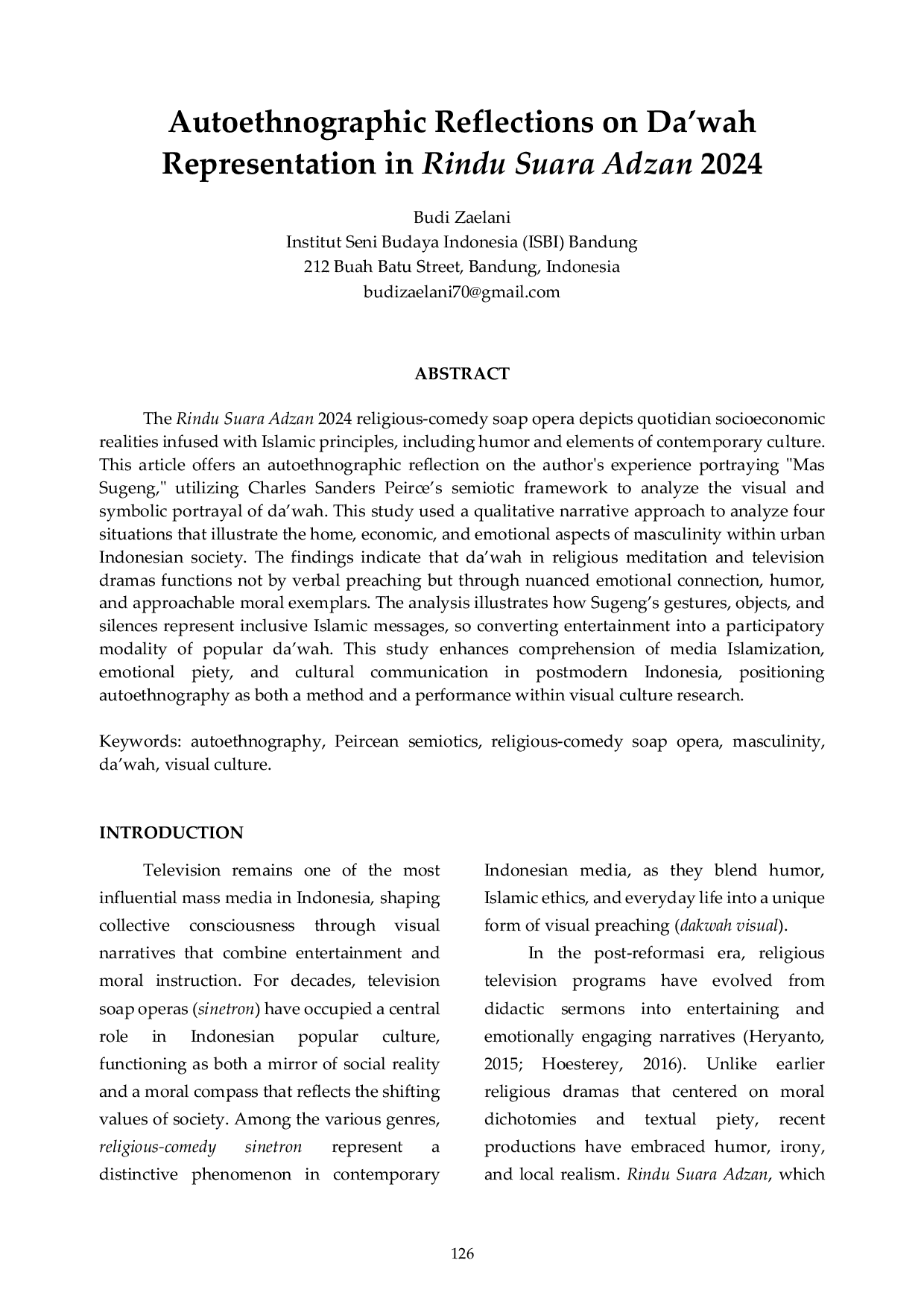 JURIS Autoethnographic Reflections on Da wah Representation in Rindu Suara Adzan 2024