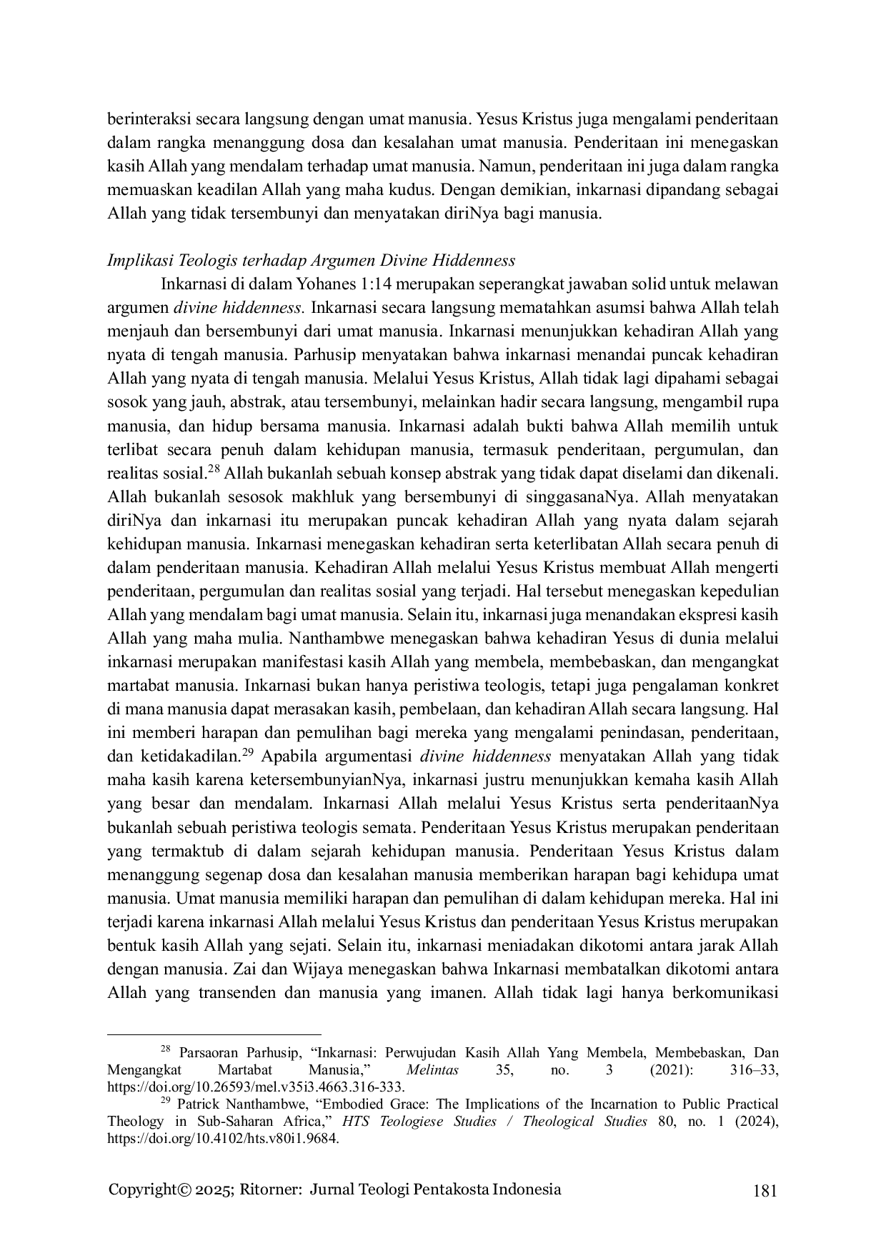 JURIS Sanggahan The Hiddenness of God melalui Inkarnasi Kajian Historisitas dan Interpretasi Teologis Yohanes 1 14