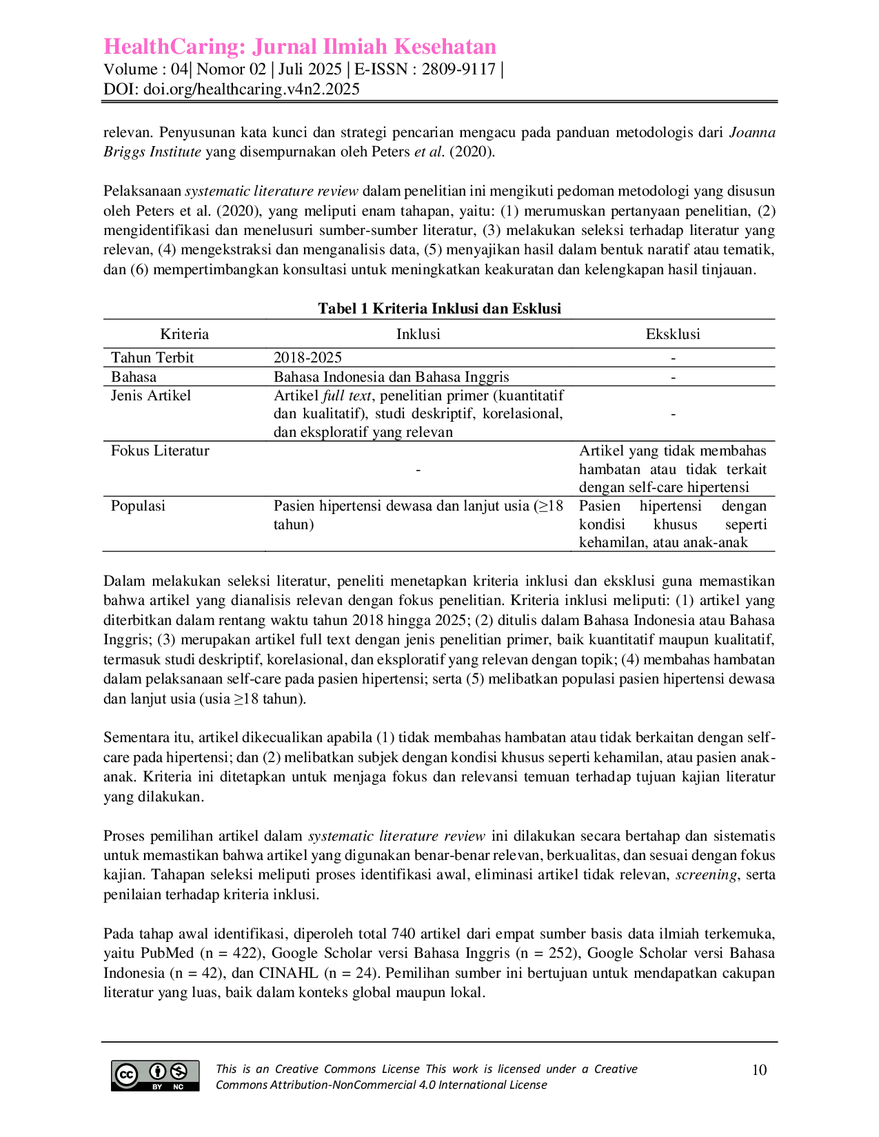 JURIS Systematic Literature Review Faktor Faktor yang Menghambat Pelaksanaan Self Care pada Penderita Hipertensi