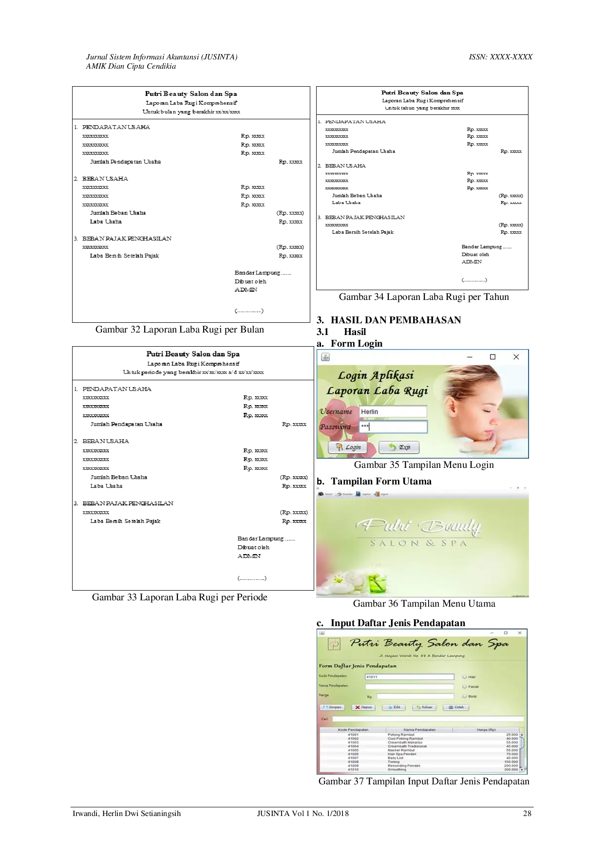 JURIS Aplikasi Sistem Informasi Akuntansi Laporan Laba Rugi Pada Putri Beauty Salon Dan SPA Bandar Lampung