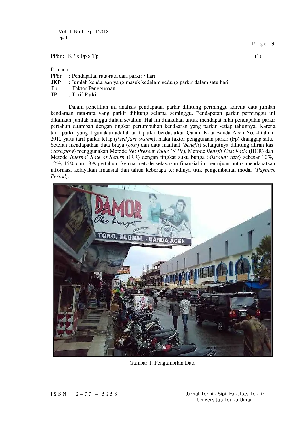 JURIS Kelayakan Finansial Fasilitas Parkir Pasar Aceh Berdasarkan Qanun Kota Banda Aceh