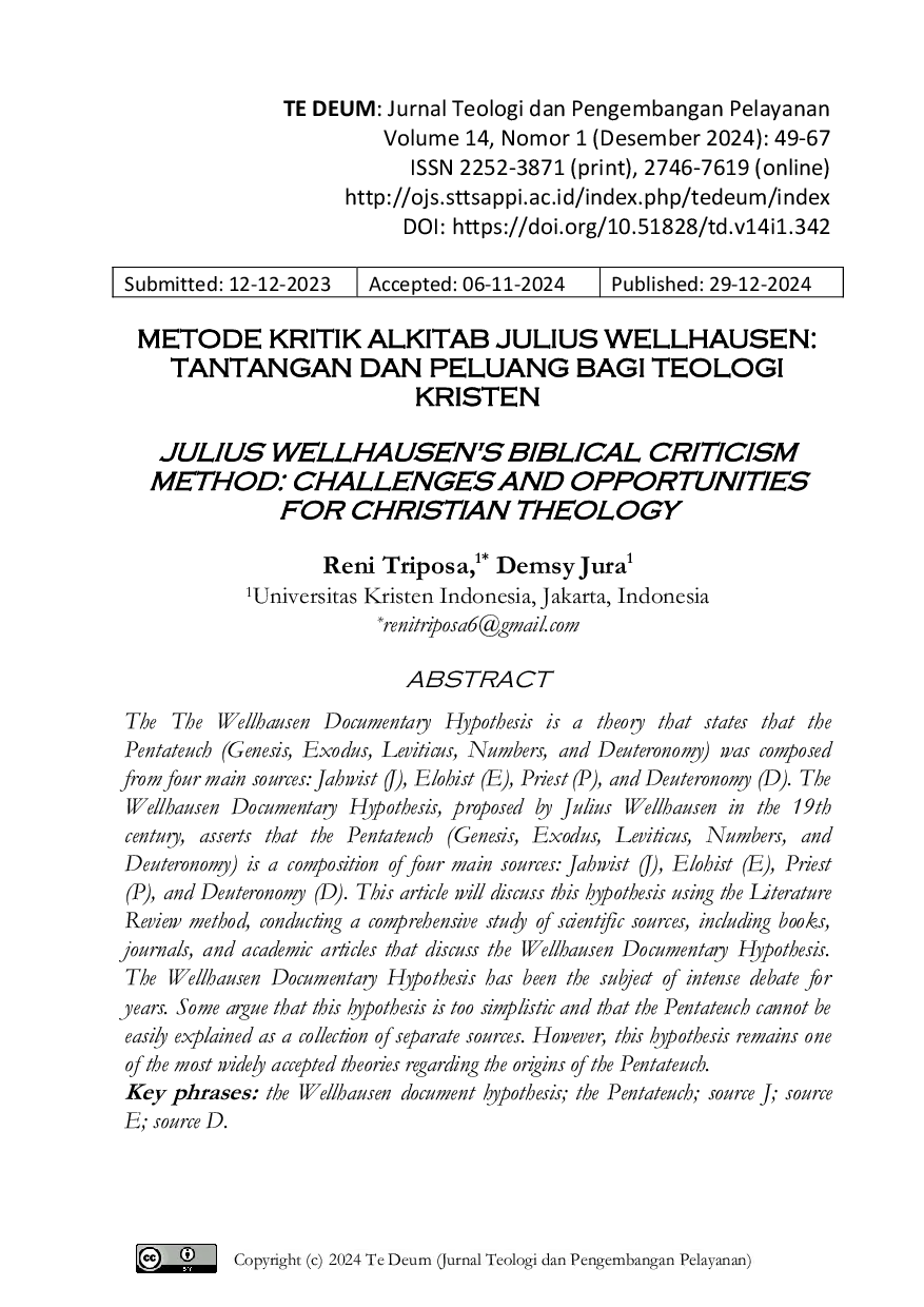 JURIS Metode Kritik Alkitab Julius Wellhausen