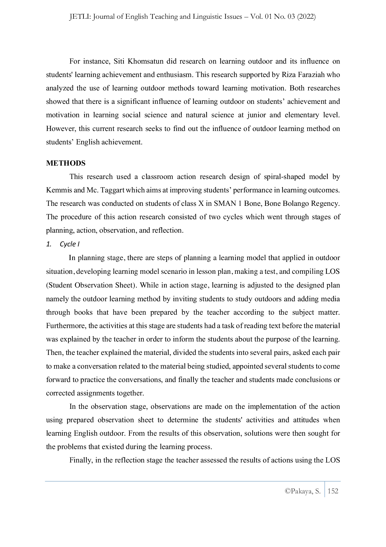 JURIS Improving students achievement in learning English through learning outdoor method in SMA 1 Bone