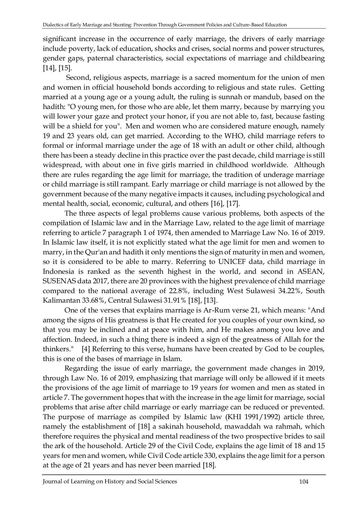 JURIS Dialectics Of Early Marriage And Stunting Prevention Through Government Policies And Culture Based Education