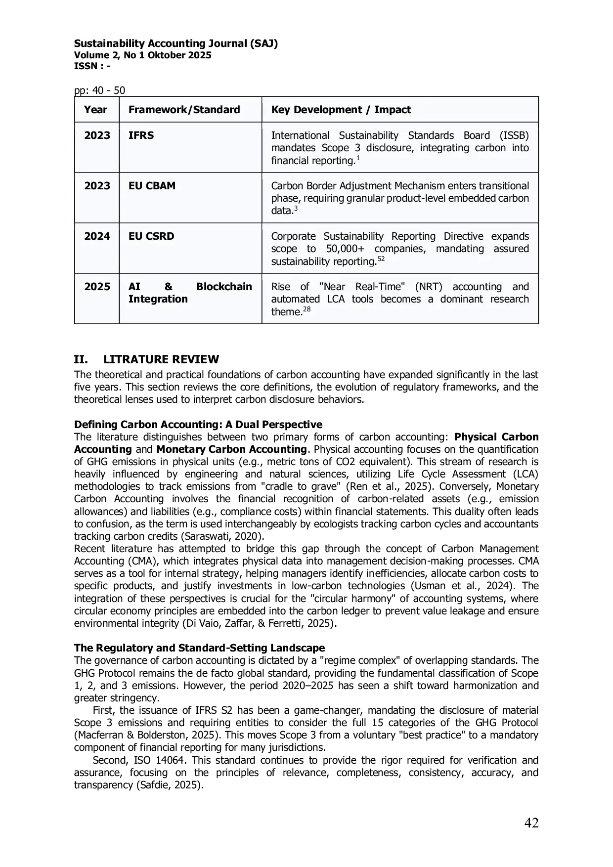 JURIS Navigating the Carbon Ledger A Meta Analysis of Methodologies Digital Transformations and Strategic Implications in Global Carbon Accounting 2020 2025