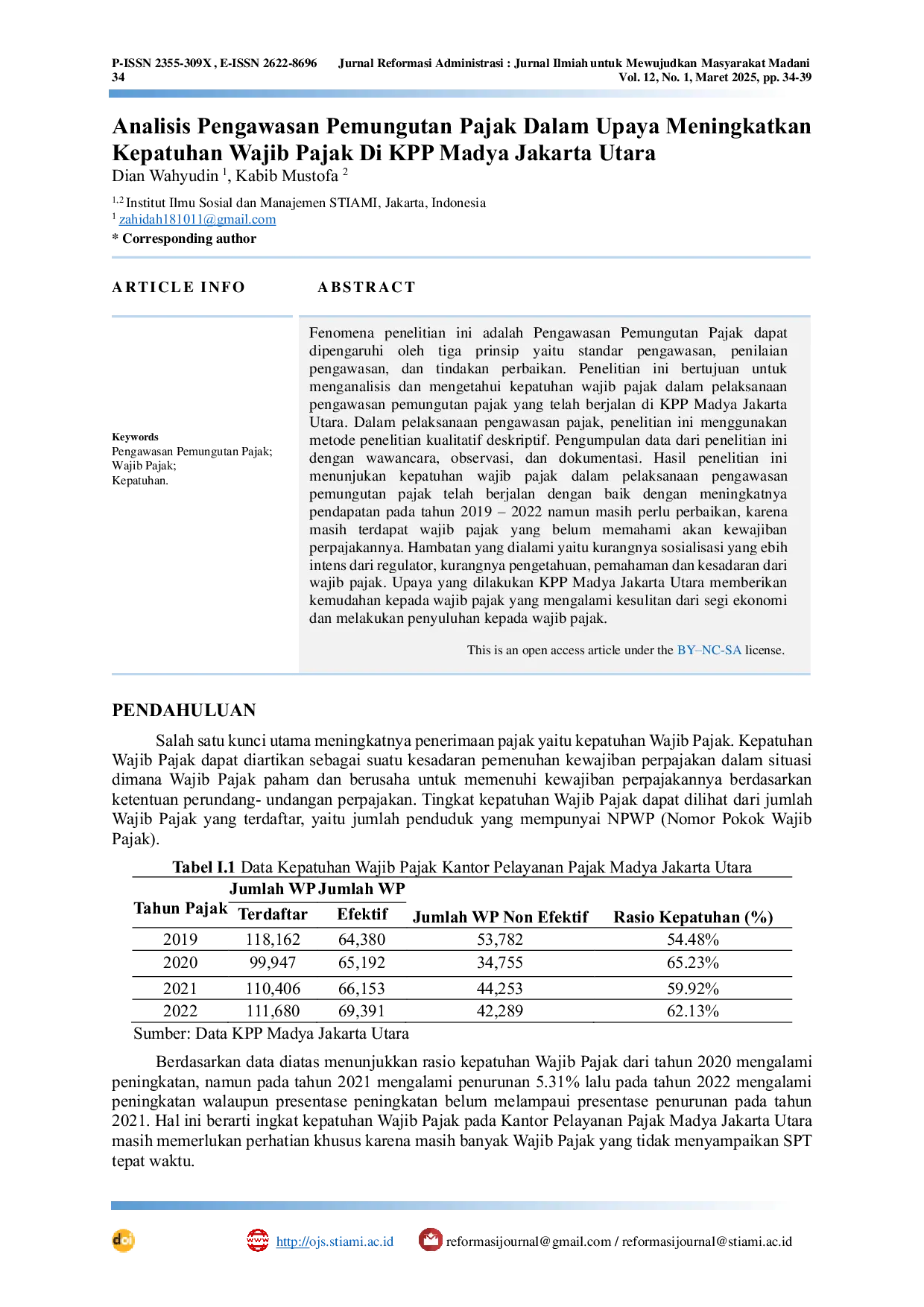 JURIS Analisis Pengawasan Pemungutan Pajak Dalam Upaya Meningkatkan Kepatuhan Wajib Pajak Di KPP Madya Jakarta Utara
