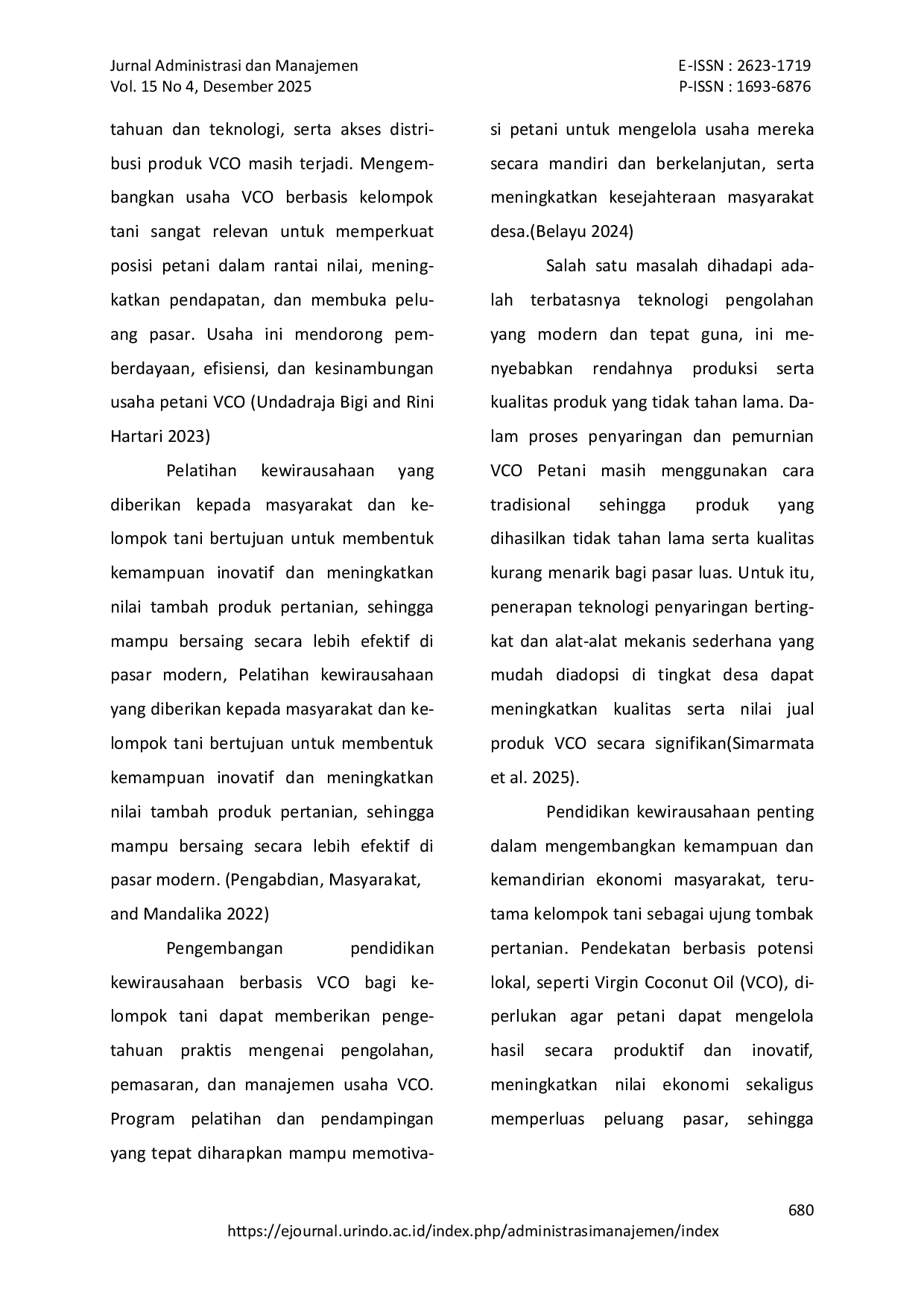 JURIS Pengembangan Pendidikan Kewirausahaan Berbasis Virgin Coconut Oil Bagi Kelompok Tani Di Kabupaten Enrekang Studi Kasus Di Desa Tungka