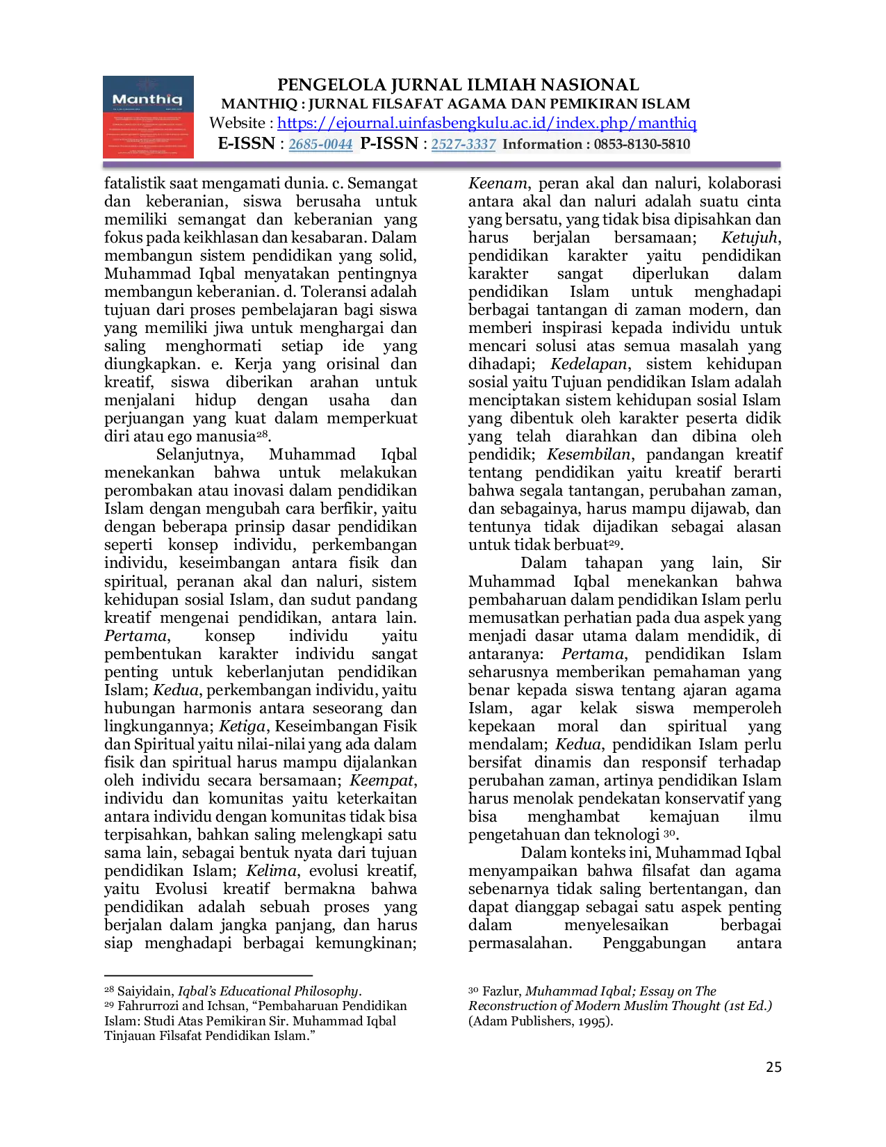 JURIS Modernisasi Pendidikan Islam Dalam Pandangan Sir Muhammad Iqbal Kajian Filsafat Progresivisme