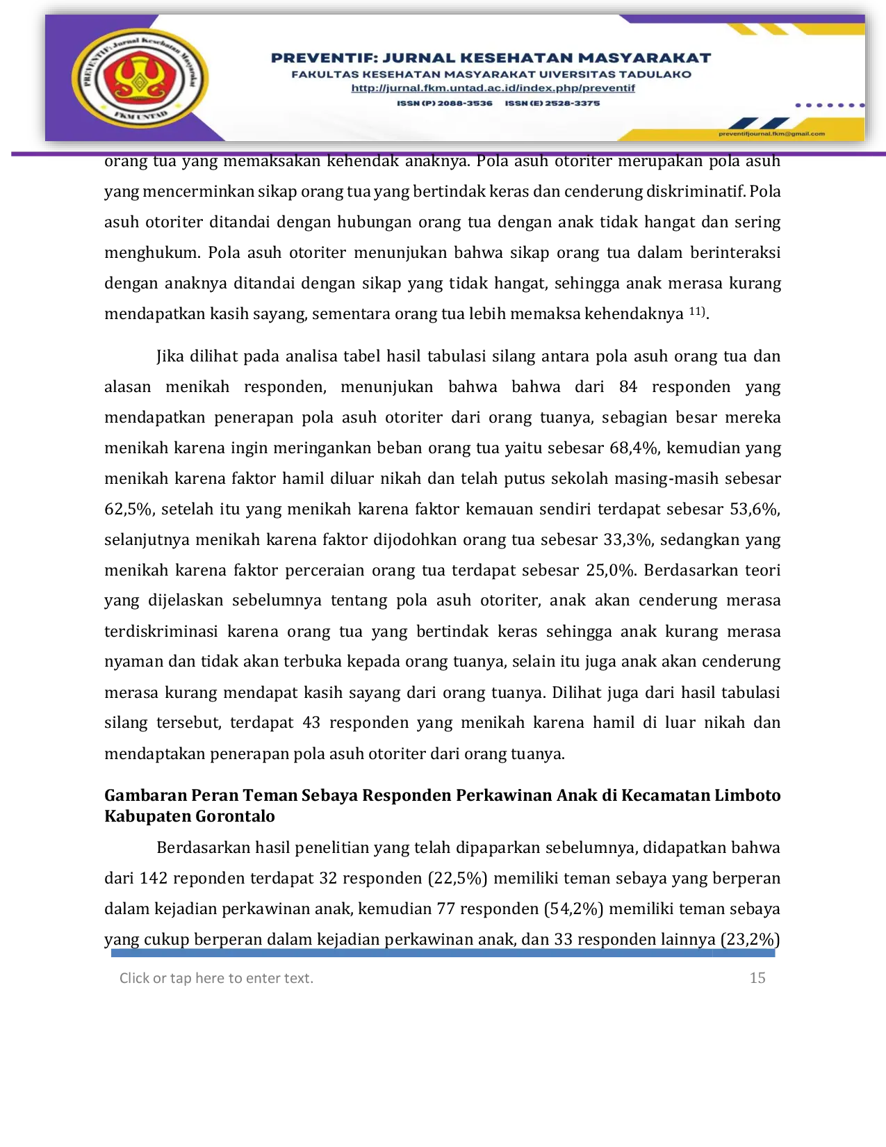 JURIS Determinan Faktor Perkawinan Anak Studi Kasus Kecamatan Limboto Kabupaten Gorontalo