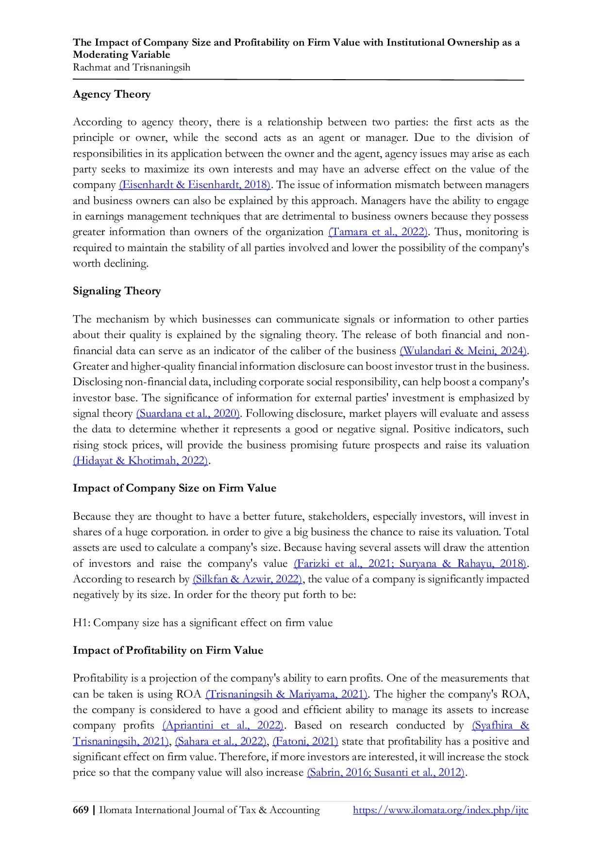 JURIS The Impact of Company Size and Profitability on Firm Value with Institutional Ownership as a Moderating Variable