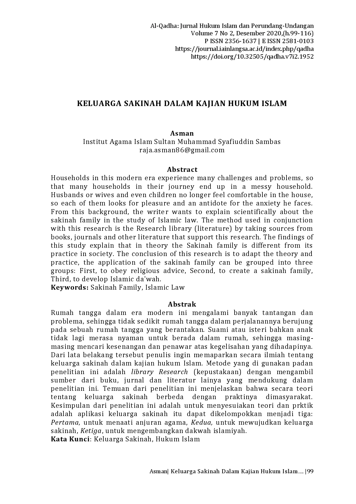 juris Keluarga Sakinah Dalam Kajian Hukum Islam