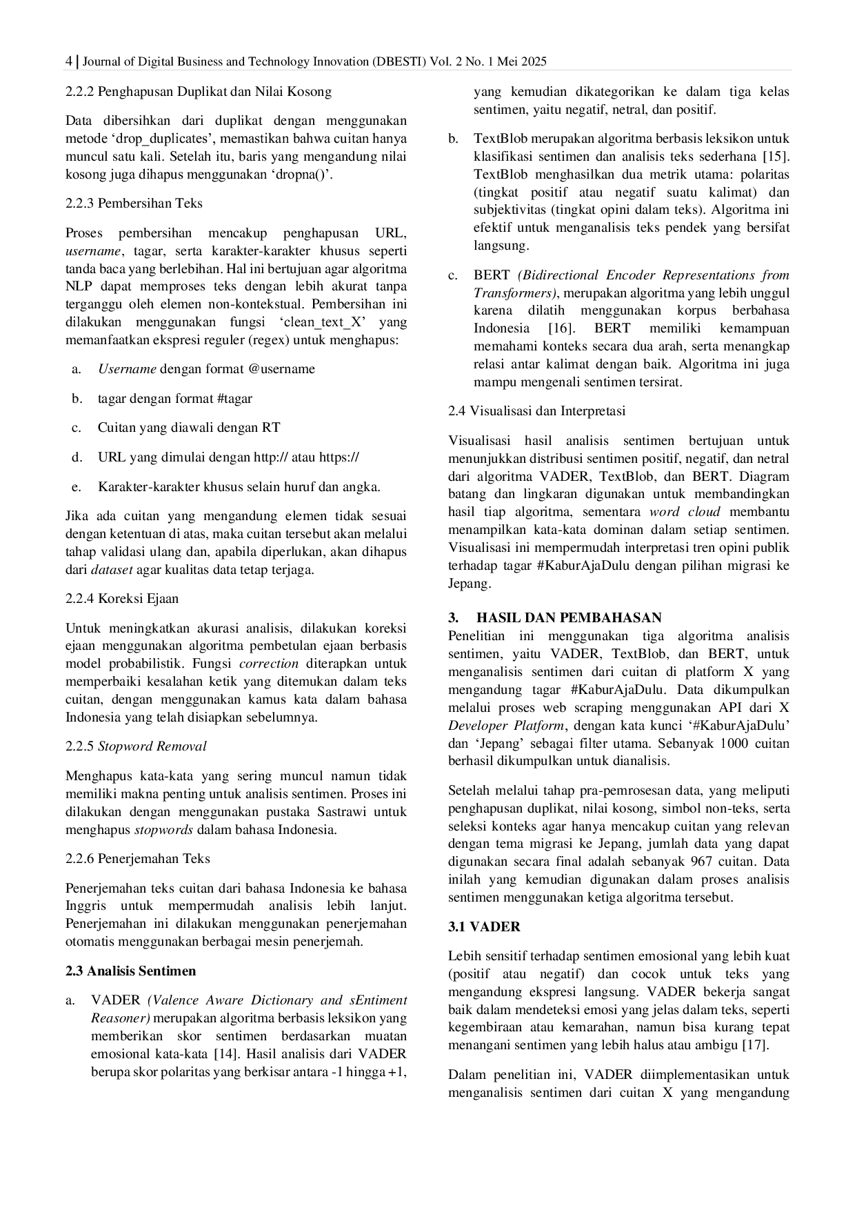 JURIS Analisis Sentimen Tagar KaburAjaDulu Pilihan Migrasi ke Jepang pada Platform X dengan NLP