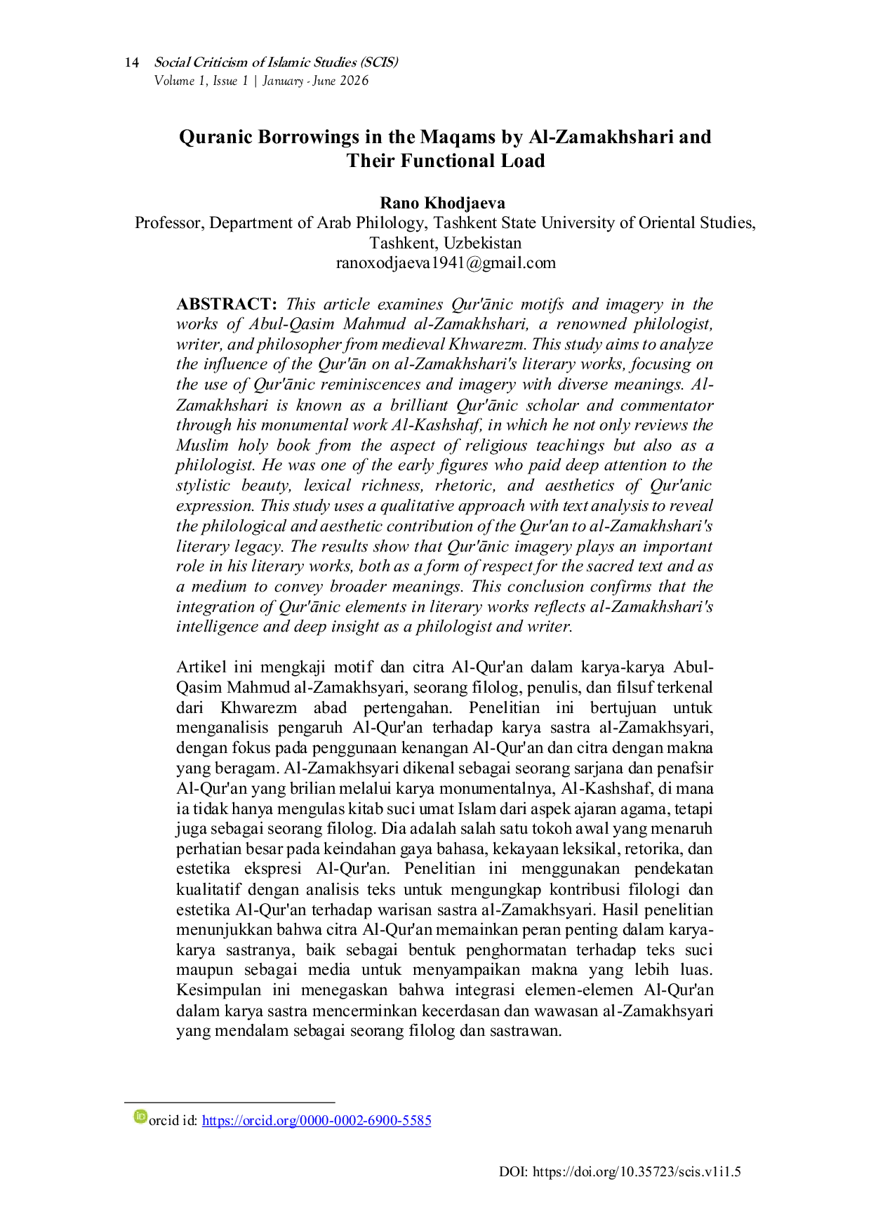 JURIS Quranic Borrowings in the Maqams by Al Zamakhshari and Their Functional Load