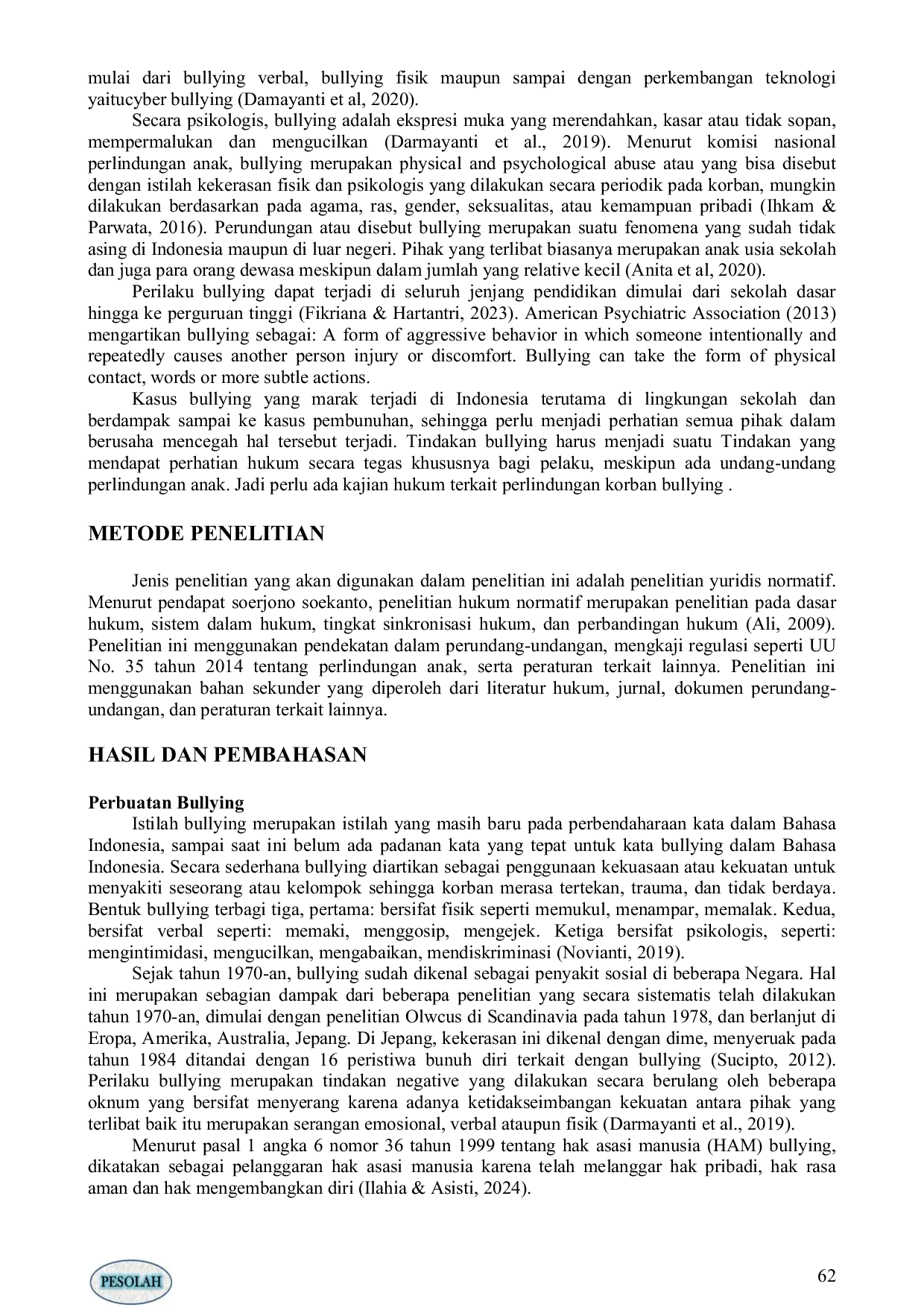 JURIS KAJIAN HUKUM TENTANG PERLINDUNGAN KORBAN BULLYING Legal Study On Protection Of Bullying Victims