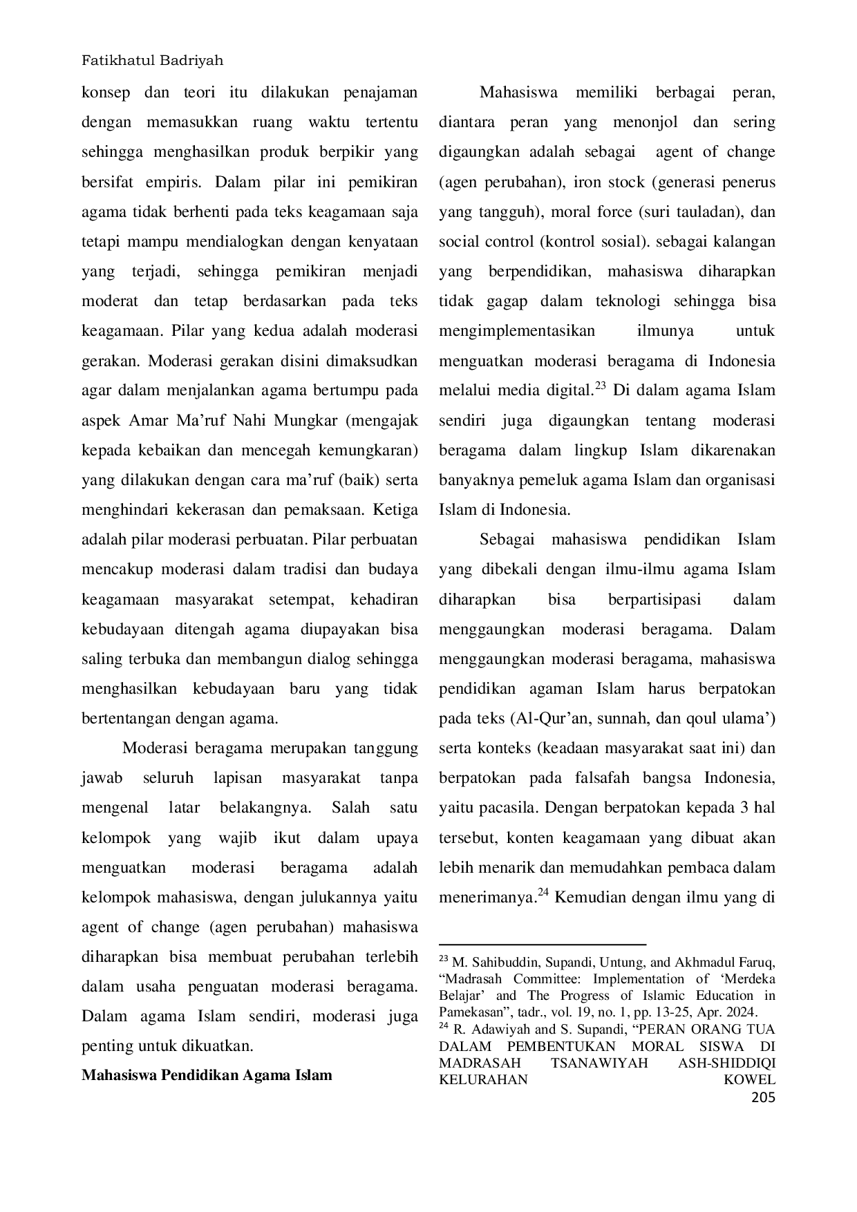 JURIS Peran Mahasiswa Pendidikan Agama Islam dalam Menguatkan Moderasi Beragama di Era Digital